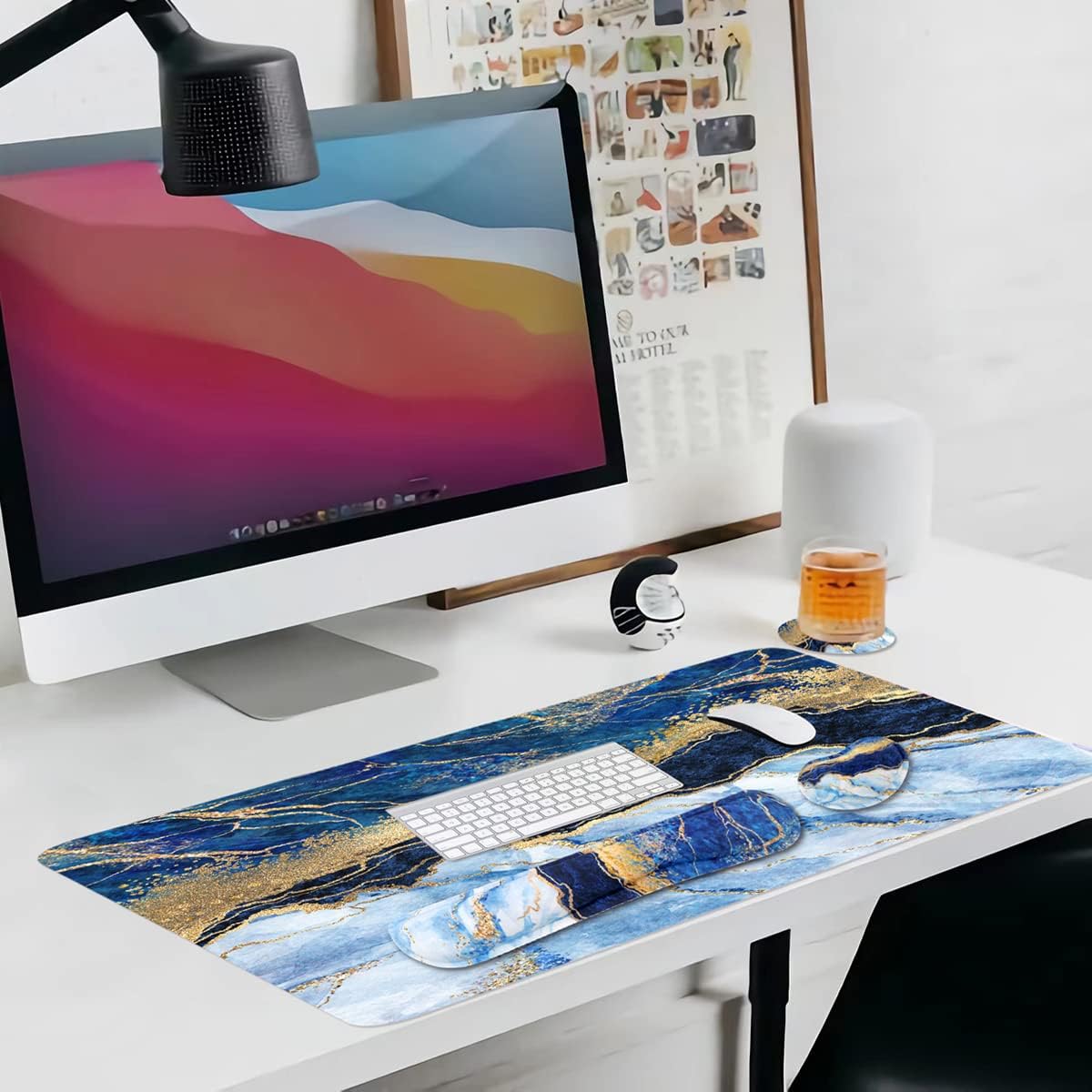 Alfombrilla ergonómica grande para mouse y reposamuñecas para teclado, almohadilla de escritorio para teclado y mouse, alfombrilla de mouse grande 4
