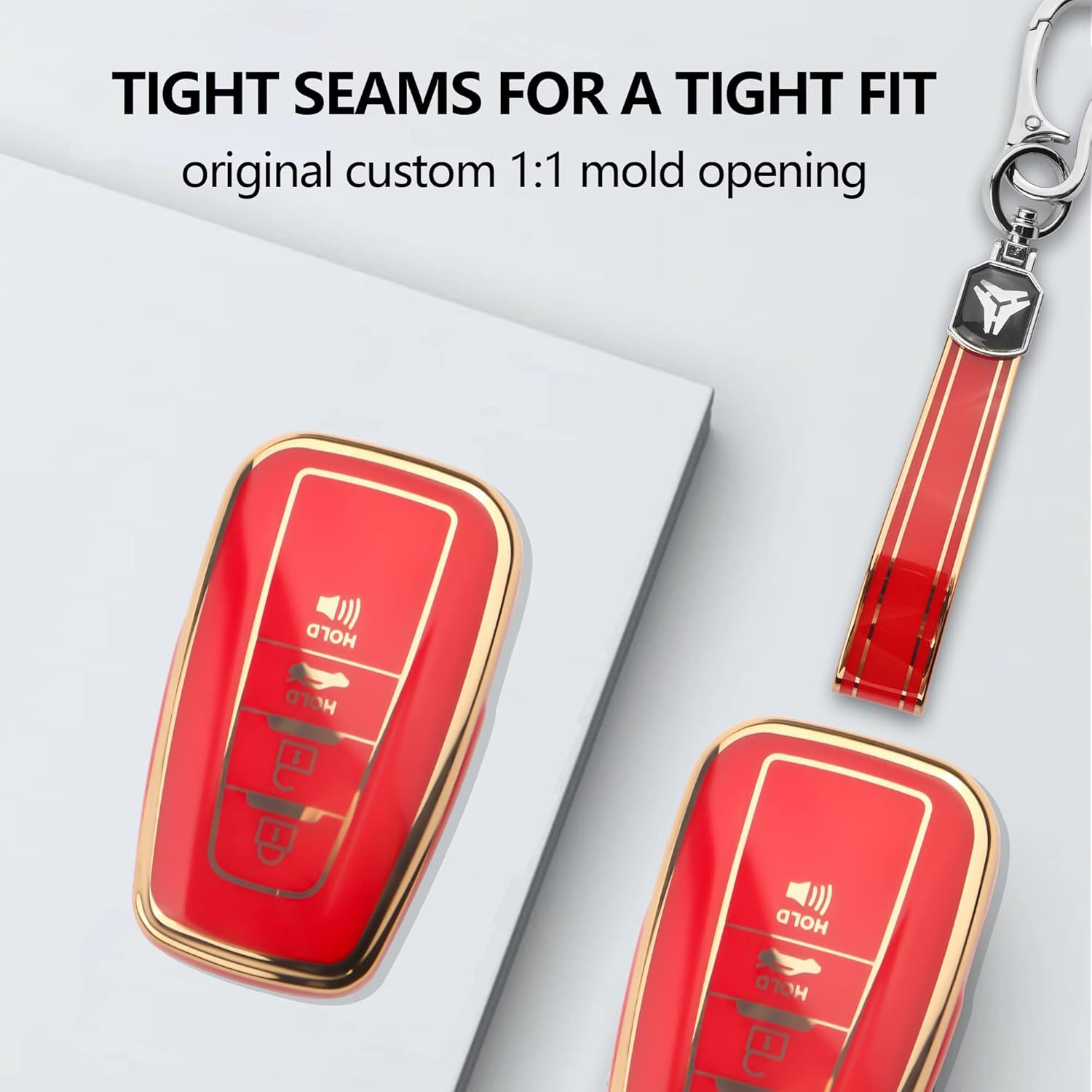 Fundas para llaves Toyota, fundas de botón de protección de TPU suave y llaveros, soporte para llaves de automóvil para hombres y mujeres (rojo), F