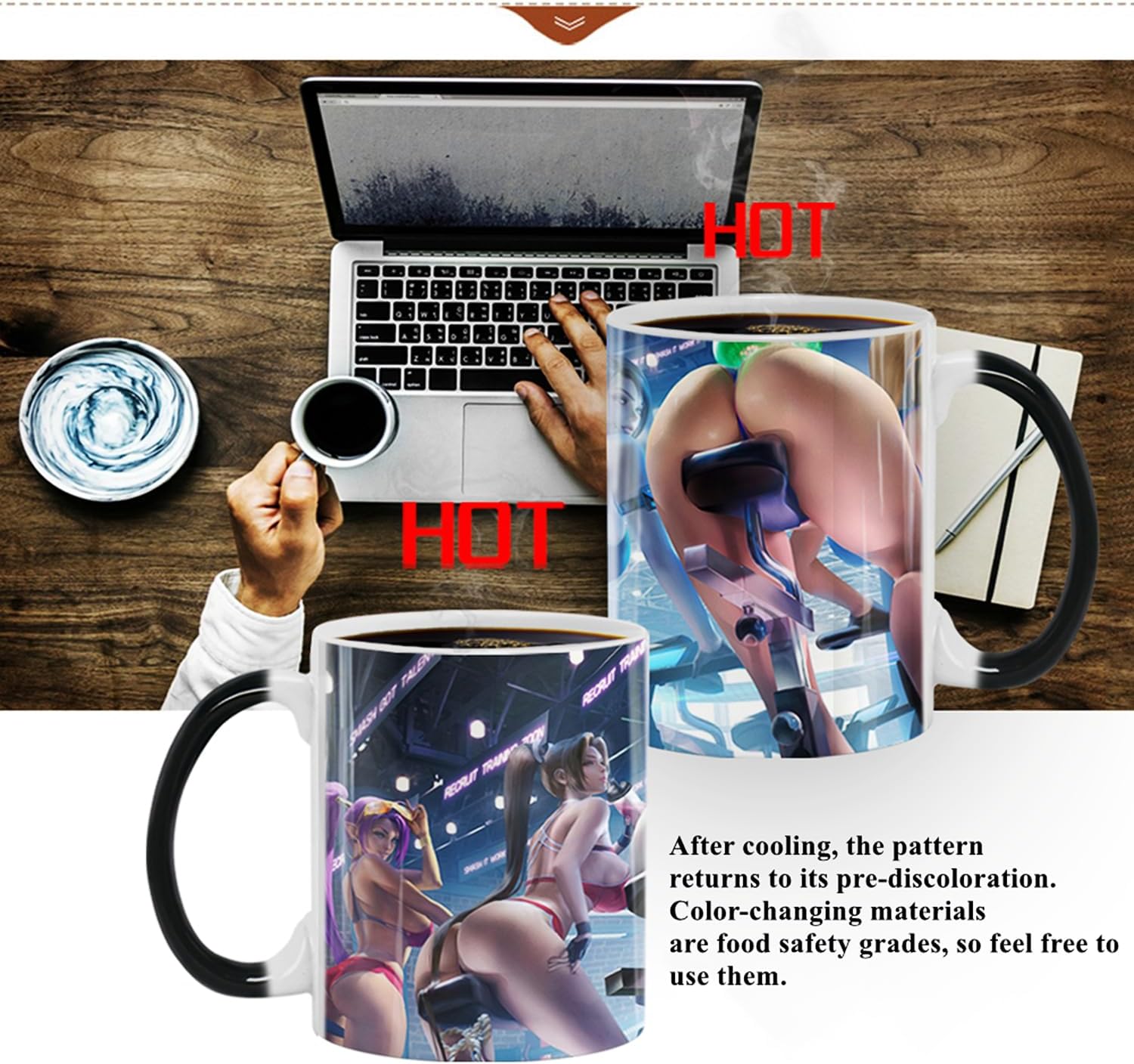 Aigori Taza de belleza sexy de bikini de anime (11 oz), sensible al calor, divertida taza de café, regalo para hombres, padres, amigos, Halloween,