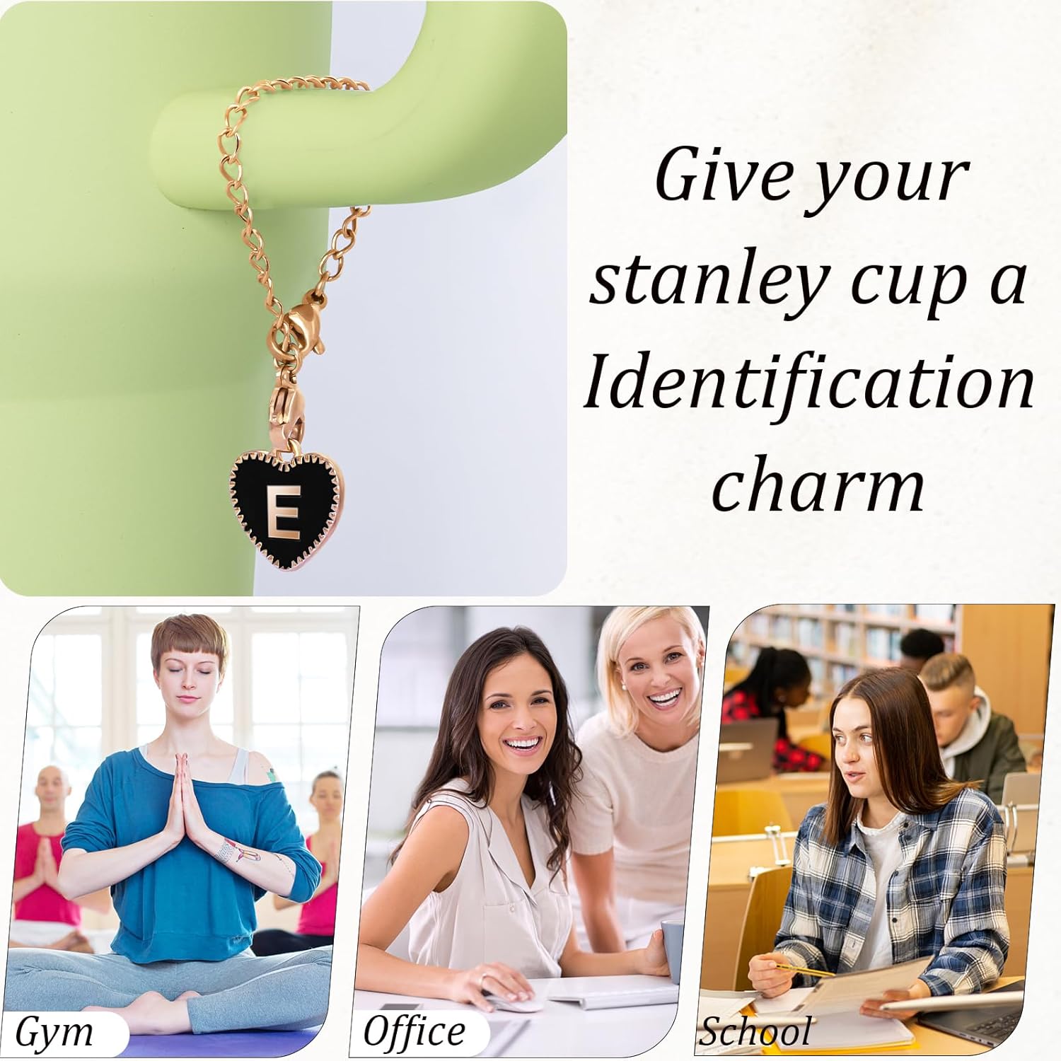 2PCS Letter Charms Accessories for Stanley Cup with Handle, Heart-shaped Personalized Name ID Letter Charm for Stanley Tumbler