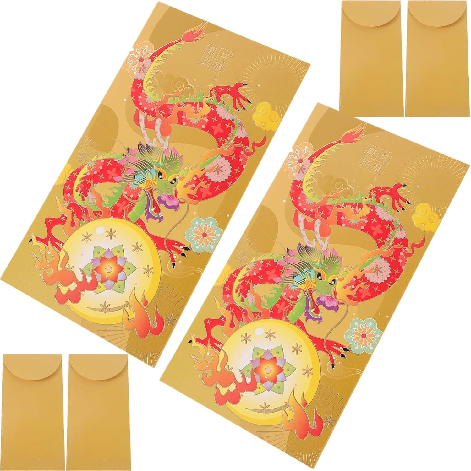 Didiseaon Sobres lindos 2024 rojo Año del Dragón s 6 piezas chino Hong Bao Lai See Money Pocket Lucky Red Paquetes para Festival de Primavera Año