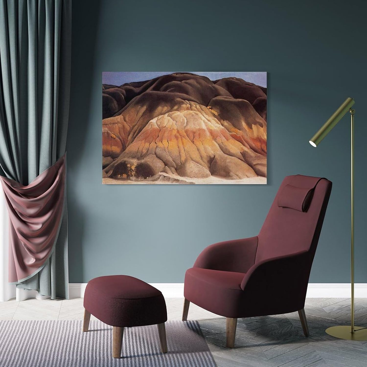 Georgia O’Keeffe Grey Hills – Póster de pared en lienzo con diseño de colinas grises, pósteres de pintura fotográfica, decoración del hogar, 20 x 30