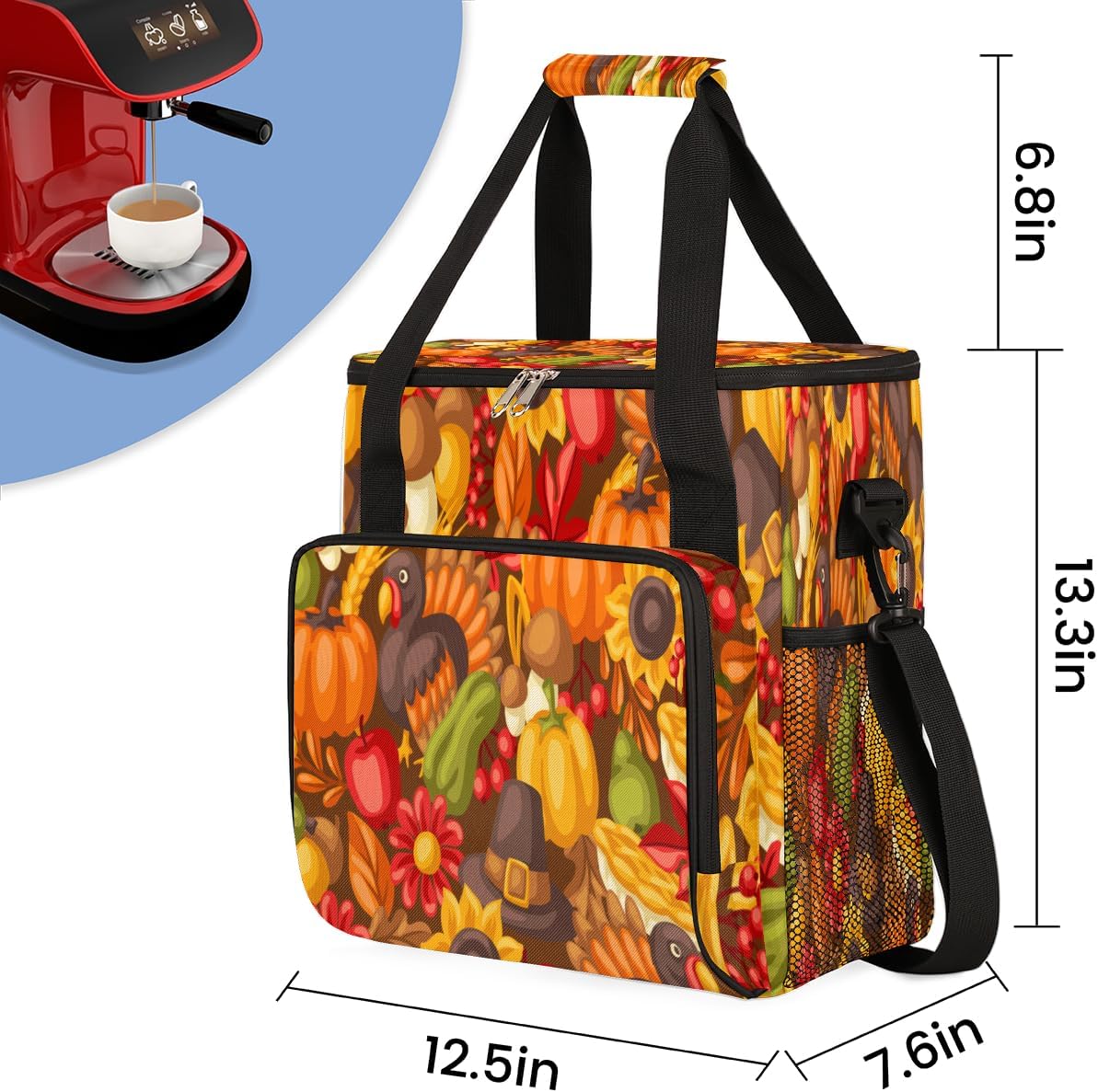 Bolsa de café de pavo de Acción de Gracias, decoración de Acción de Gracias, bolsa de almacenamiento de viaje, compatible con Keurig K-Mini o K-Mini