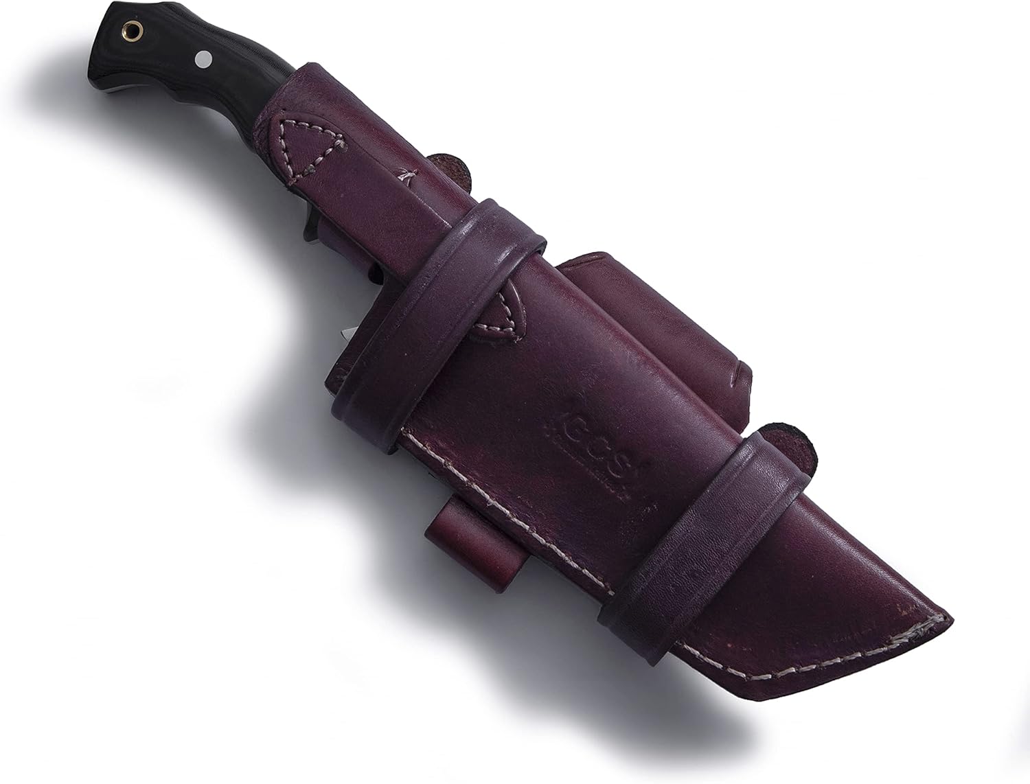 GCS – Cuchillo de caza hecho a mano D2, cuchillo de caza de acero G10, cuchillo de hoja fija, mano derecha, Scout, llevar funda de piel de búfalo y