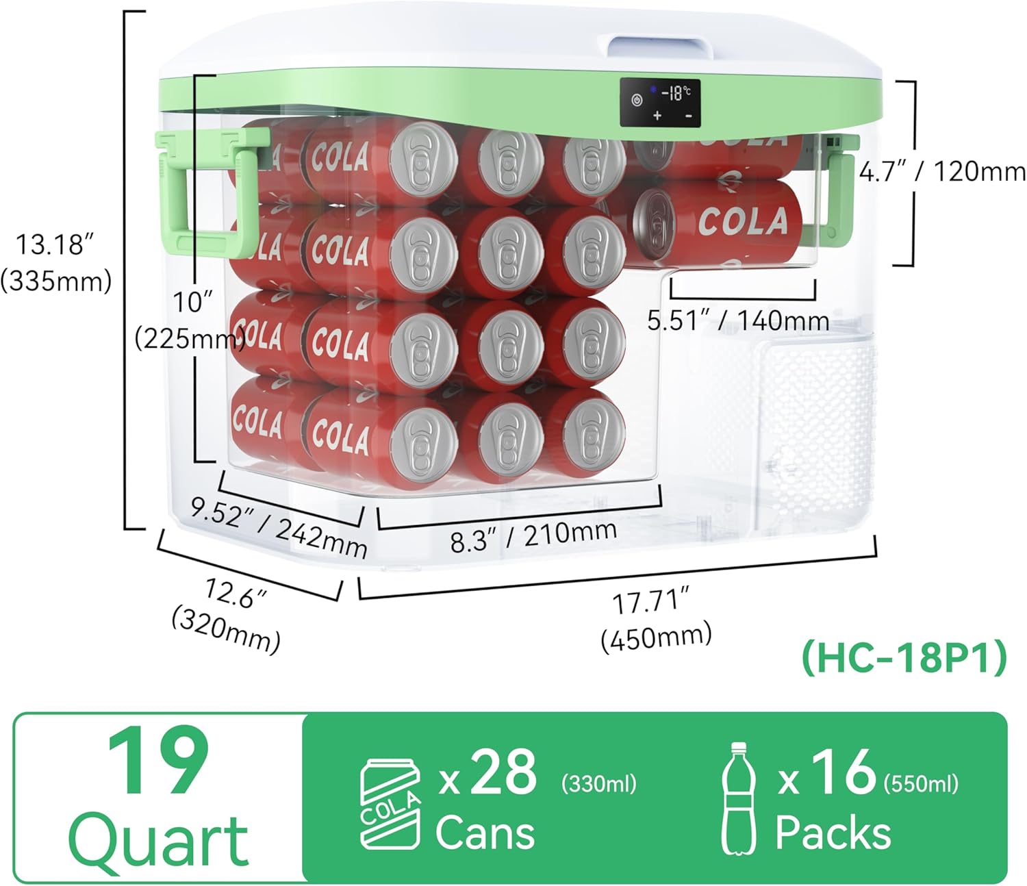 Refrigerador portátil de 12 V para automóvil, 19 cuartos de galón (18 litros) 12 voltios congelador compresor enfriador 12V24V DC 110  240 V CA para