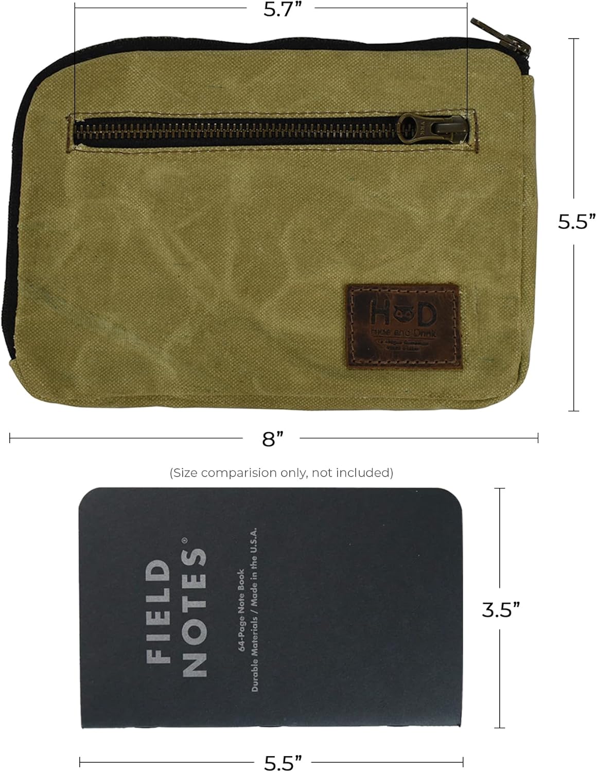 Hide & Drink, Bolsa de equipo con cremallera, bolsa de camping, accesorio de viaje, bolsa multiusos, lona encerada y cuero de grano completo