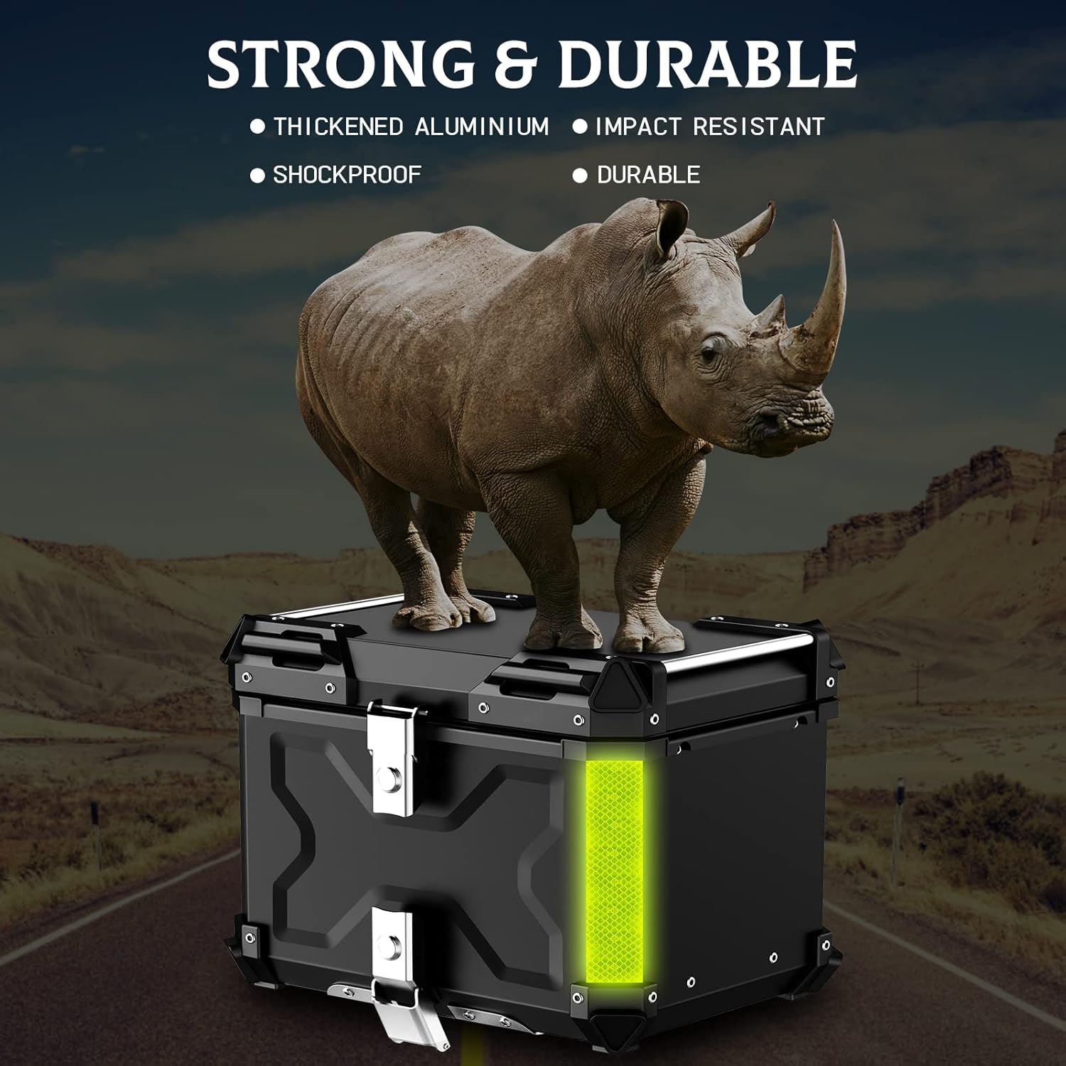 Maleta superior de motocicleta de 45 L, calidad premium Caja de aluminio resistente con cerradura de seguridad para guardar el equipaje del casco,