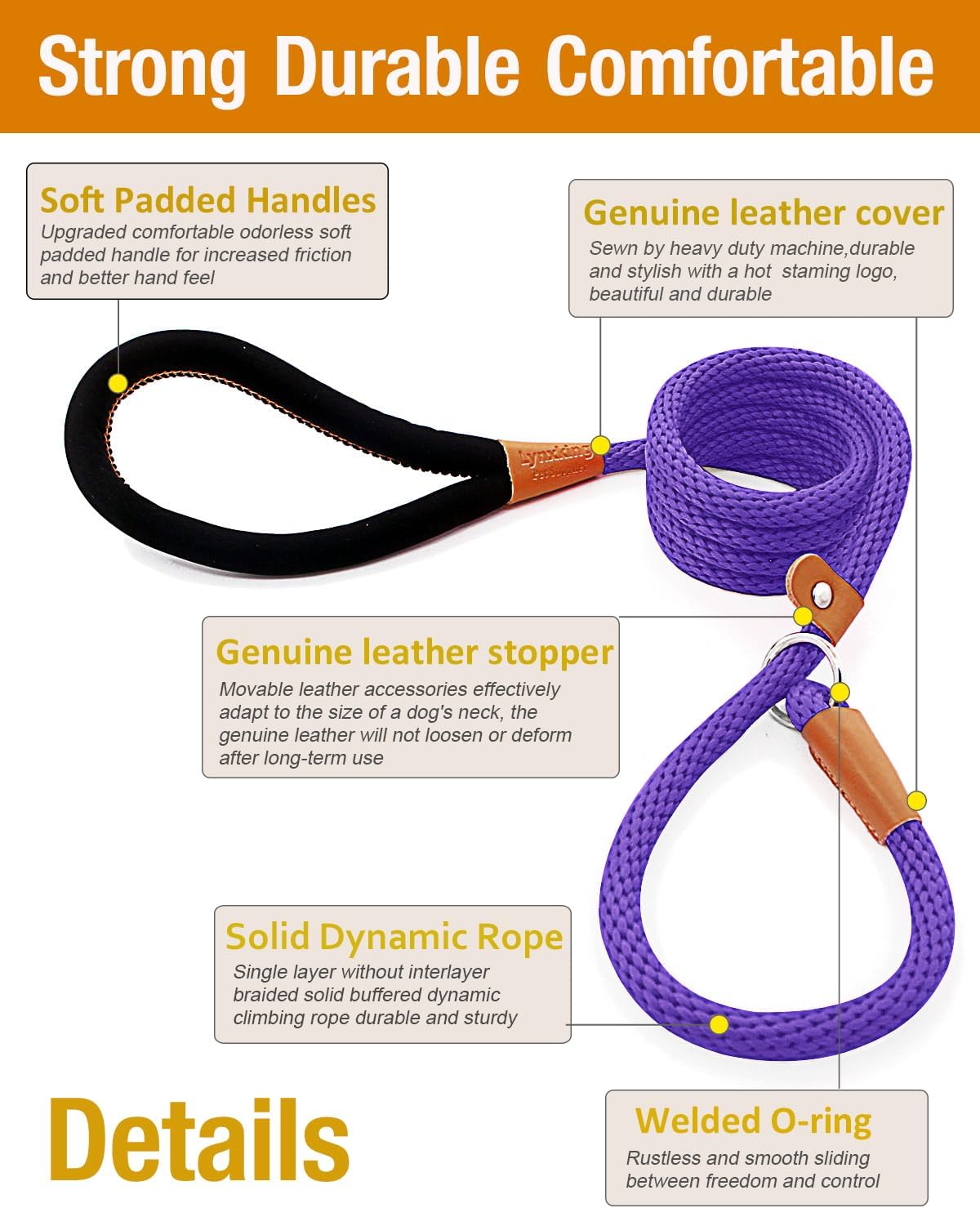 lynxking Paquete de 2 correas antideslizantes para perros de 6 pies, resistentes y trenzadas, correas de entrenamiento para perros medianos, grandes