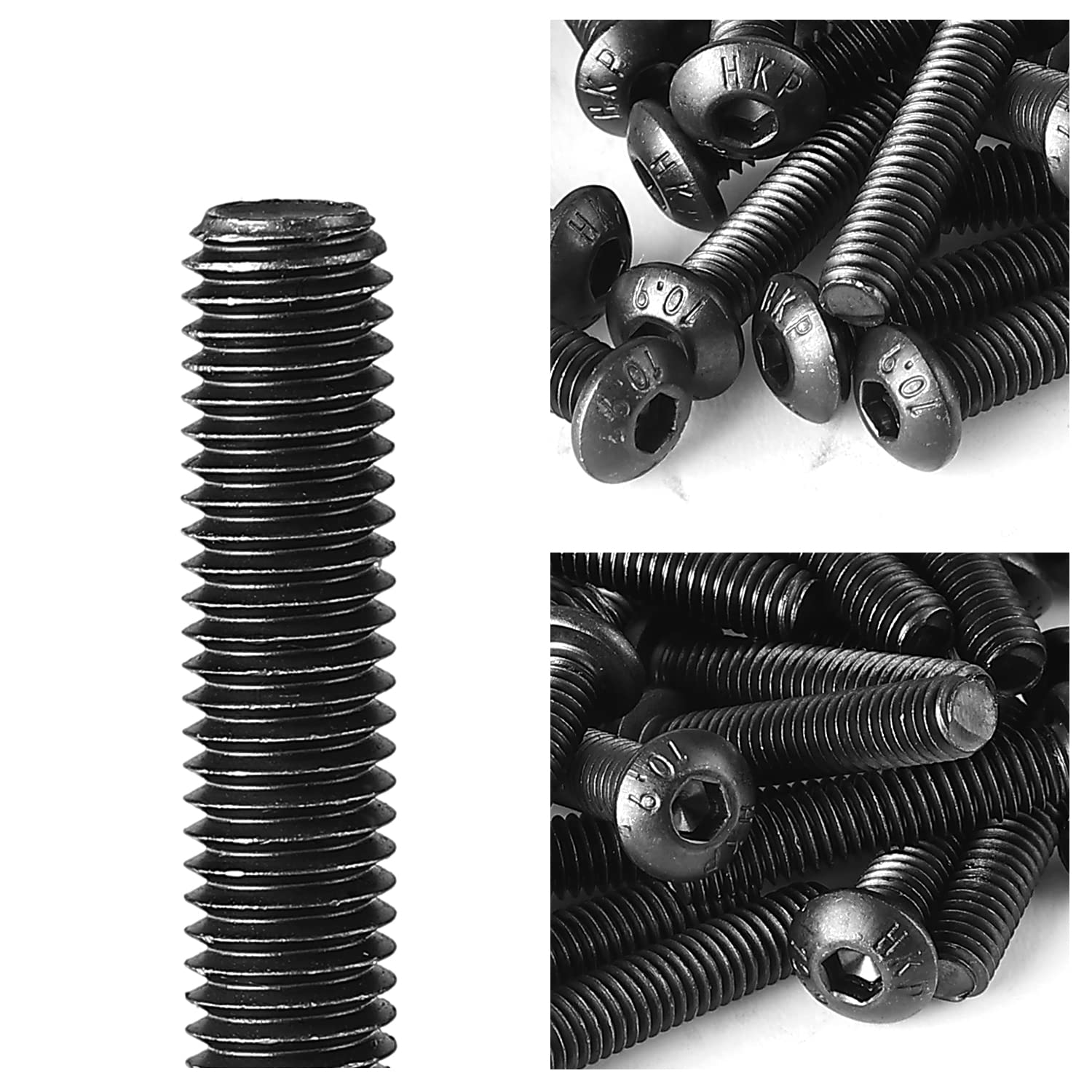 Tornillos de cabeza de botón M5-0.031 x 1.575 in, tornillos de acero de aleación de grado 10.9, acabado de óxido negro, rosca completa a máquina,