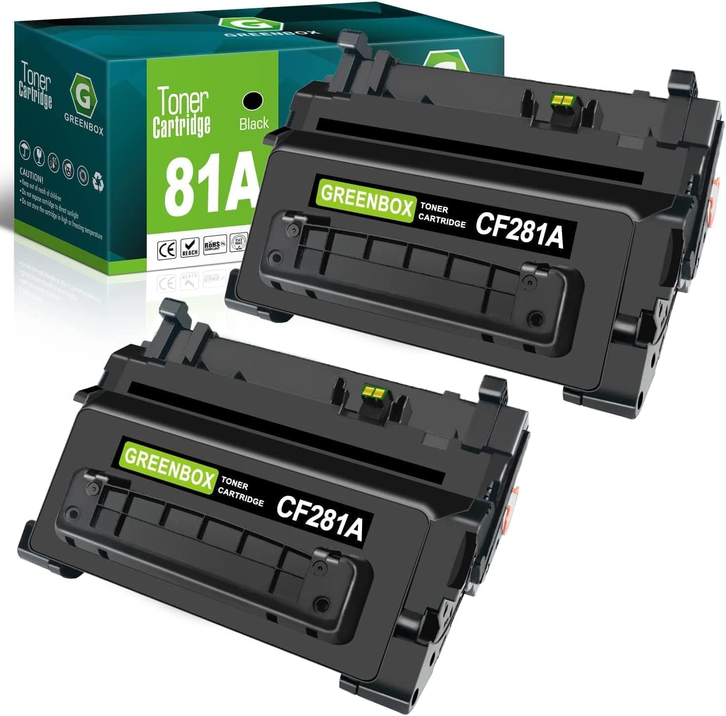 GREENBOX Cartucho de tóner 81A 2 unidades compatibles con HP 81A CF281A 10,500 páginas de alto rendimiento, para HP Enterprise MFP M605 M604 M604N