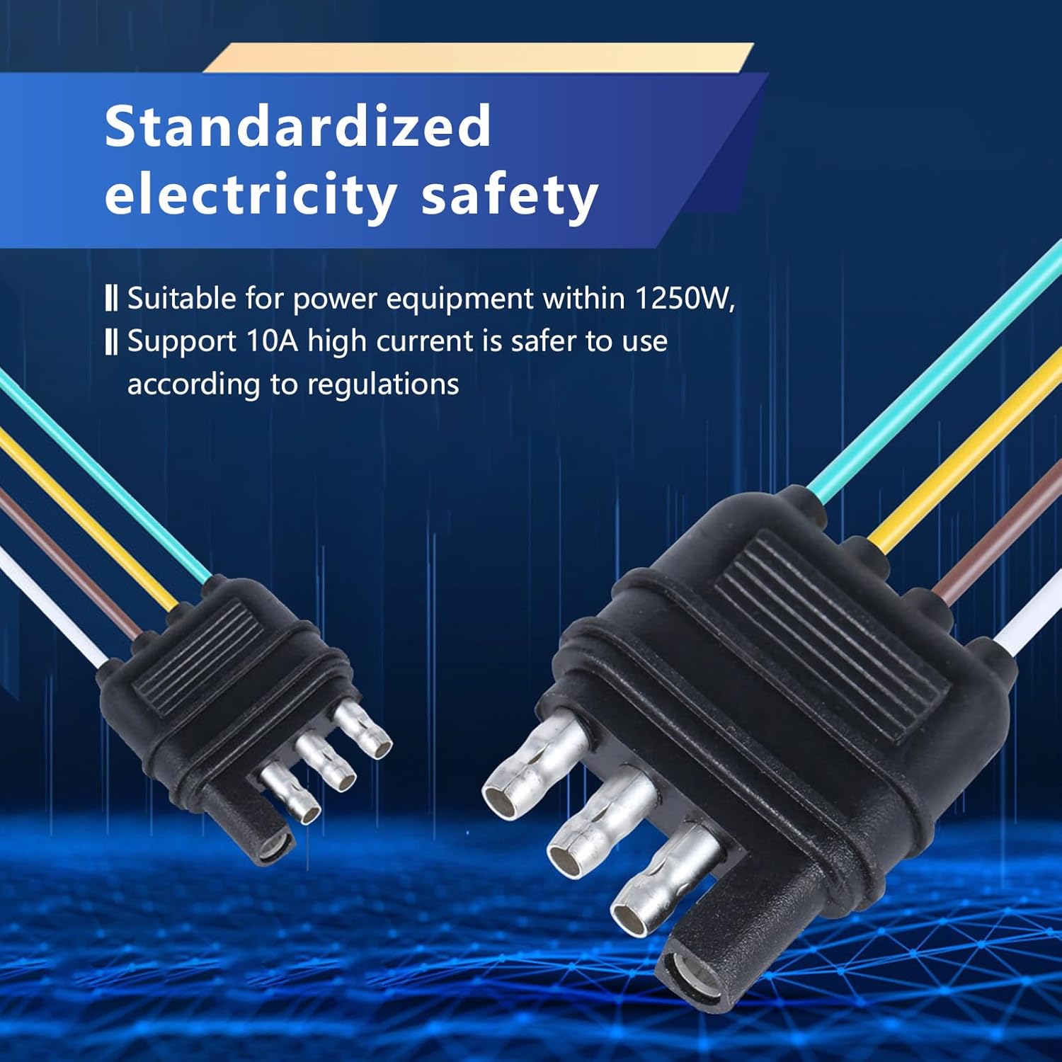 1 unidad de línea de terminal de cableado de enchufe plano de 4 pines para automóvil, adaptador de corriente de lámpara de enchufe de uno a dos,