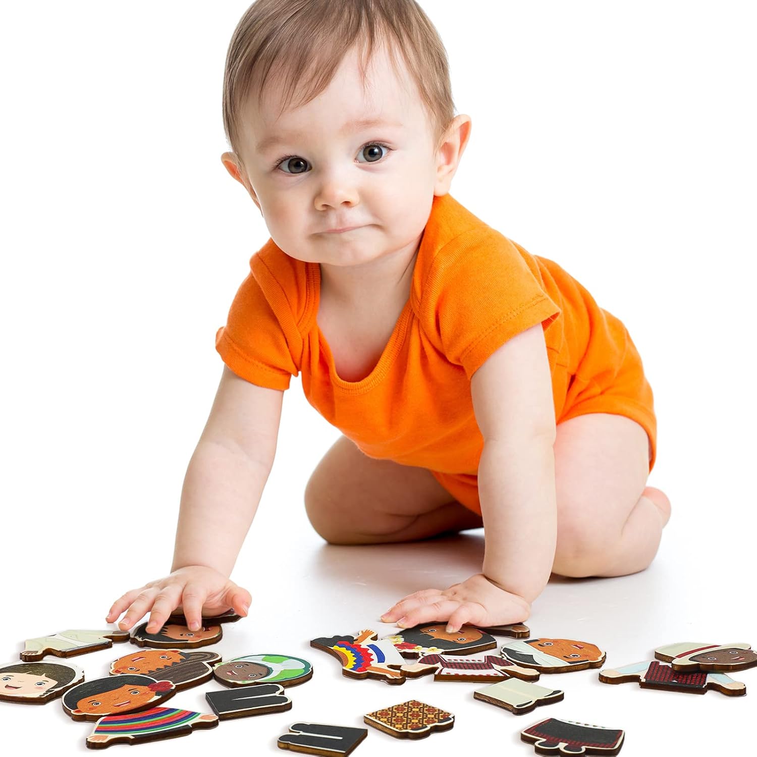 Rompecabezas multiculturales de madera para niños, rompecabezas intercambiables para vestir diversidad, rompecabezas de madera para preescolar
