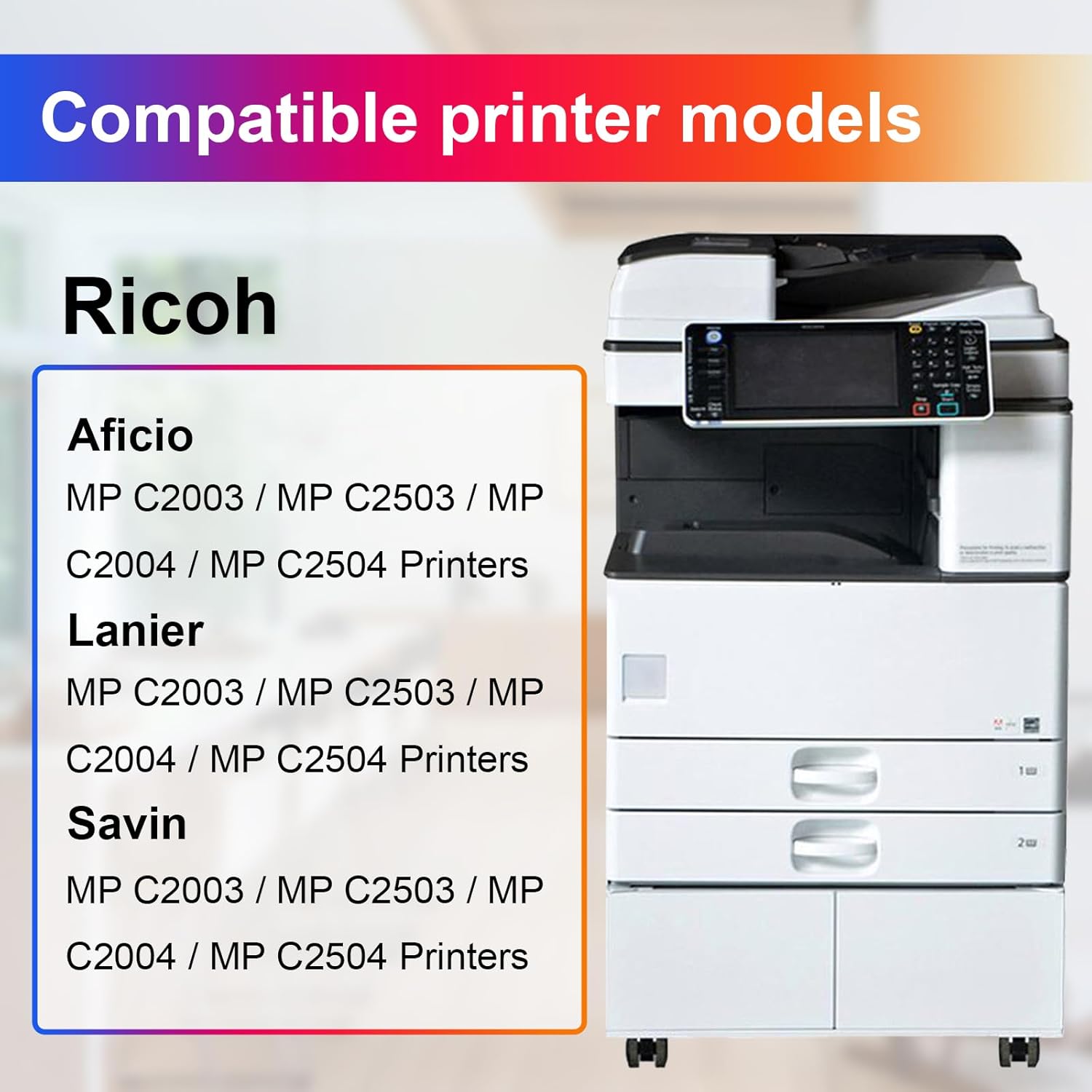 Cartucho de tóner C2003 C2503 compatible con Ricoh Aficio Lanier Savin MP C2003 C2503 C2004 C2504  Parte 841918 841919 841920 841921, hasta 15,000
