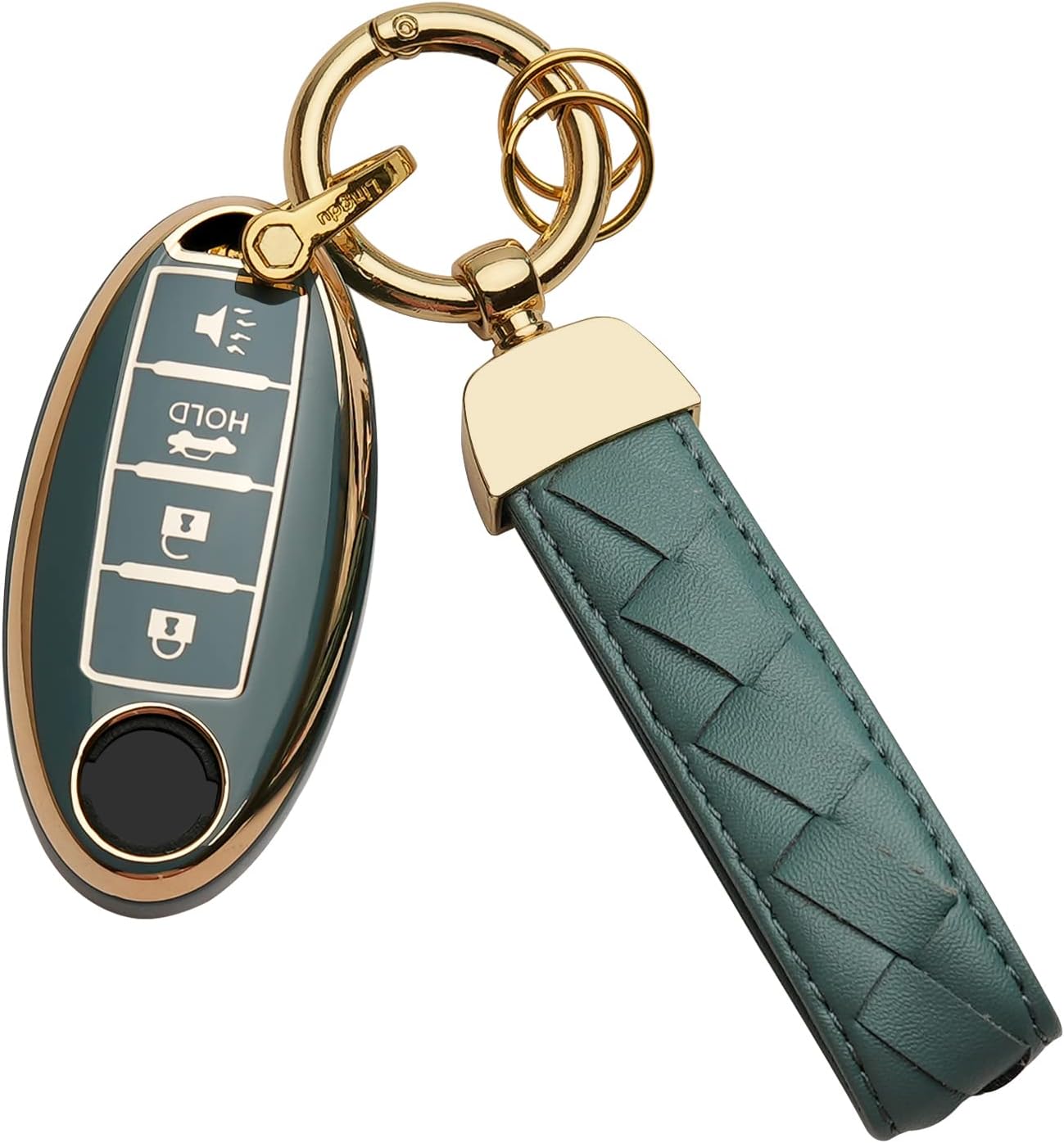 Bqepe Funda de llavero para llave de Nissan para Altima Maxima Rogue Armada Pathfinder Smart Key Shell Case (azul, 4 botones)