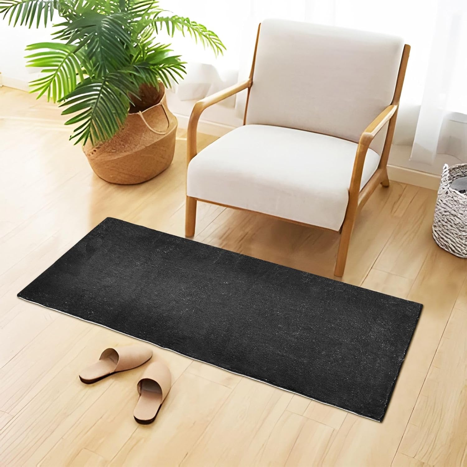 Tapetes de baño negros, lavables a máquina, absorbentes con respaldo de goma, 39 x 20 pulgadas