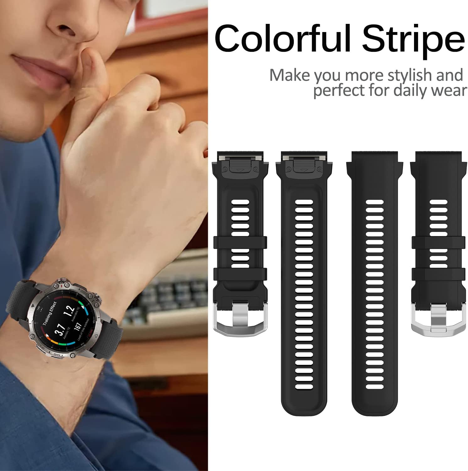 Miimall Compatible con las correas de reloj Amazfit Falcon de 0.866 in para mujeres y hombres, correa de silicona sin huecos, correas de repuesto