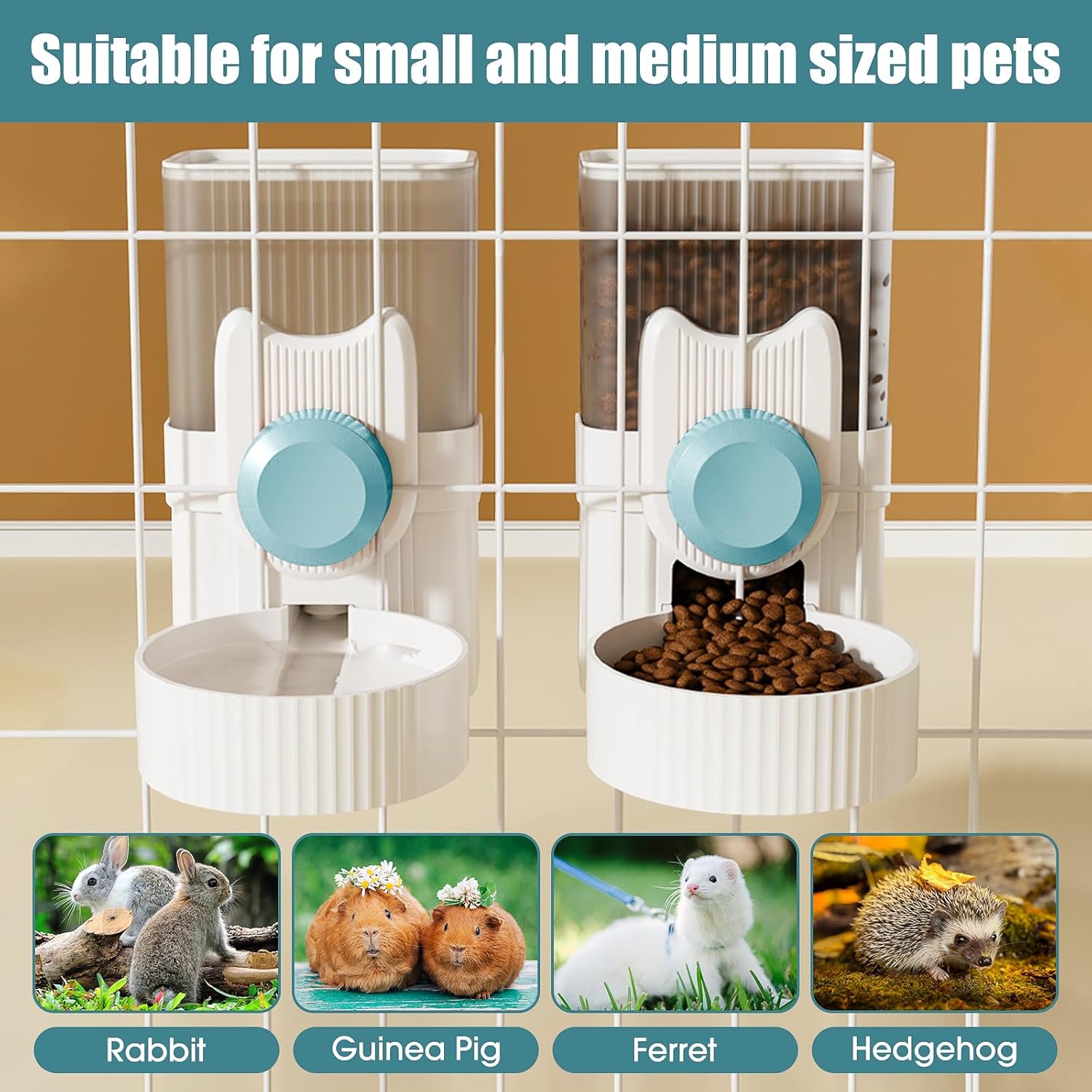 Dispensador automático de agua para alimentos, 35 onzas, alimentador de conejillos de indias, botella de agua, alimentador de alimentos para