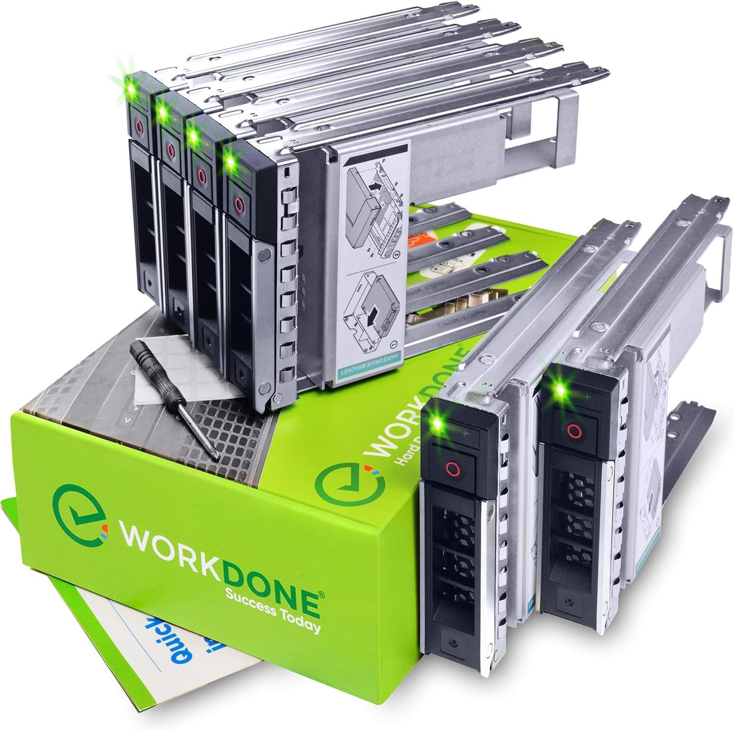 WORKDONE Paquete de 6 unidades  Organizador de disco duro de 3.5 pulgadas con adaptador de disco duro de 2.5 pulgadas  Compatible con servidores