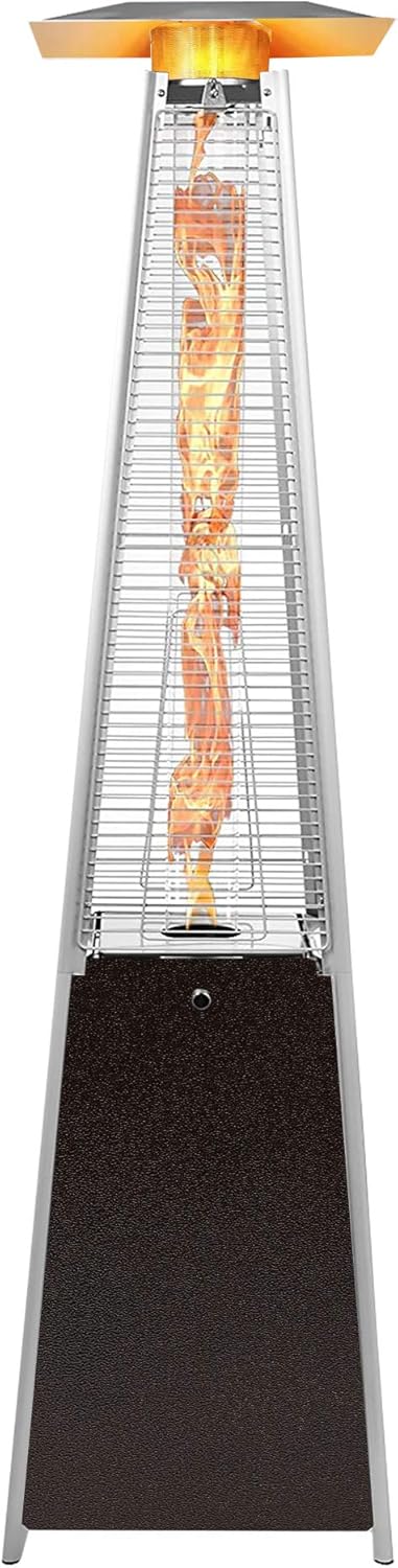 Betterland Pyramid – Calentador de propano para exteriores de 89.4 pulgadas con ruedas 41000 BTU, certificado ETL y CSA, bronce martillado