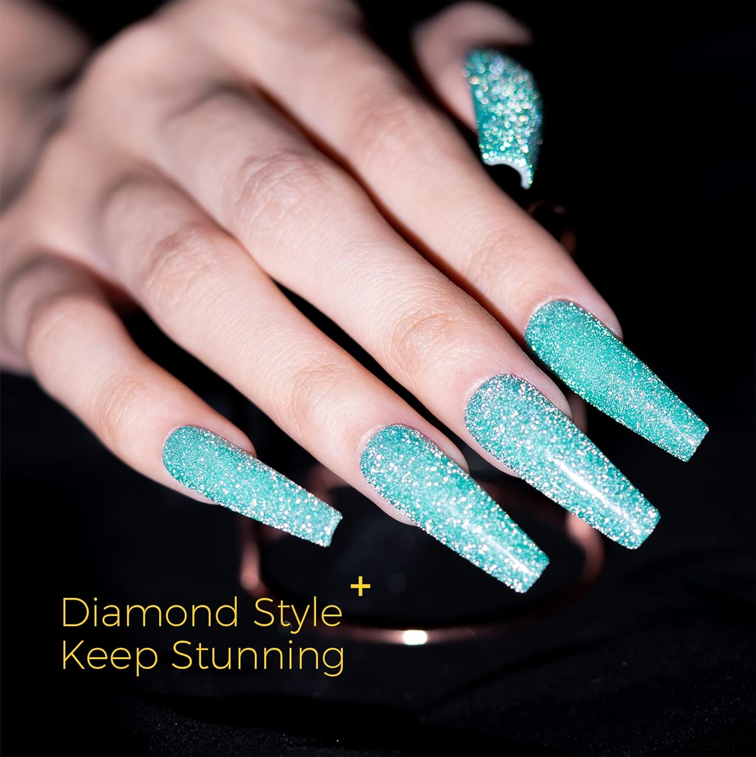 BURANO Esmalte de uñas de gel con purpurina reflectante, 0.3 onzas líquidas, gel de esmalte de uñas reflectante verde brillante, lámpara LED UV
