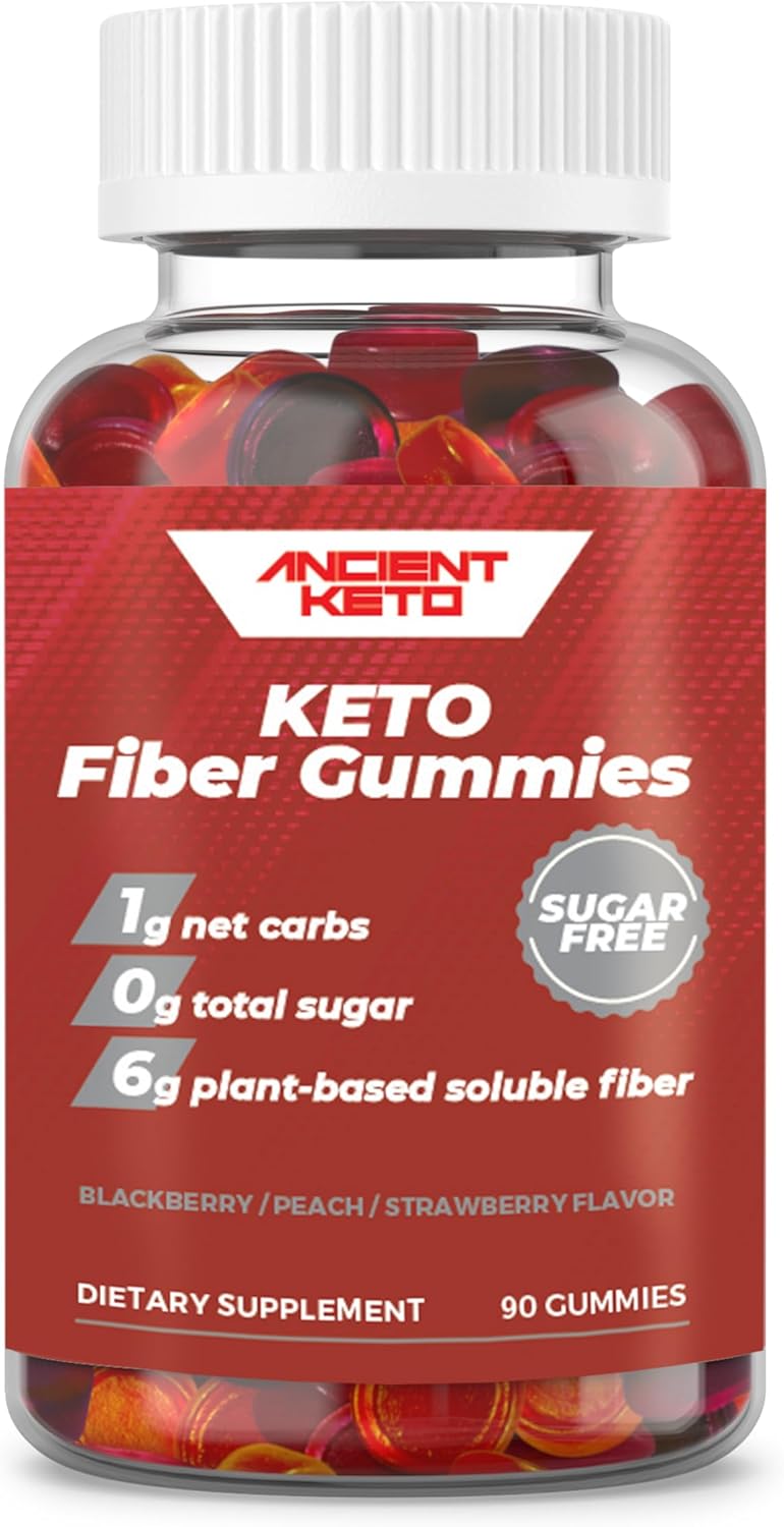 Gomitas de fibra keto sin azúcar para adultos  Suplemento vitamínico Keto para hombres y mujeres  Prebióticos de alta fibra a base de plantas,