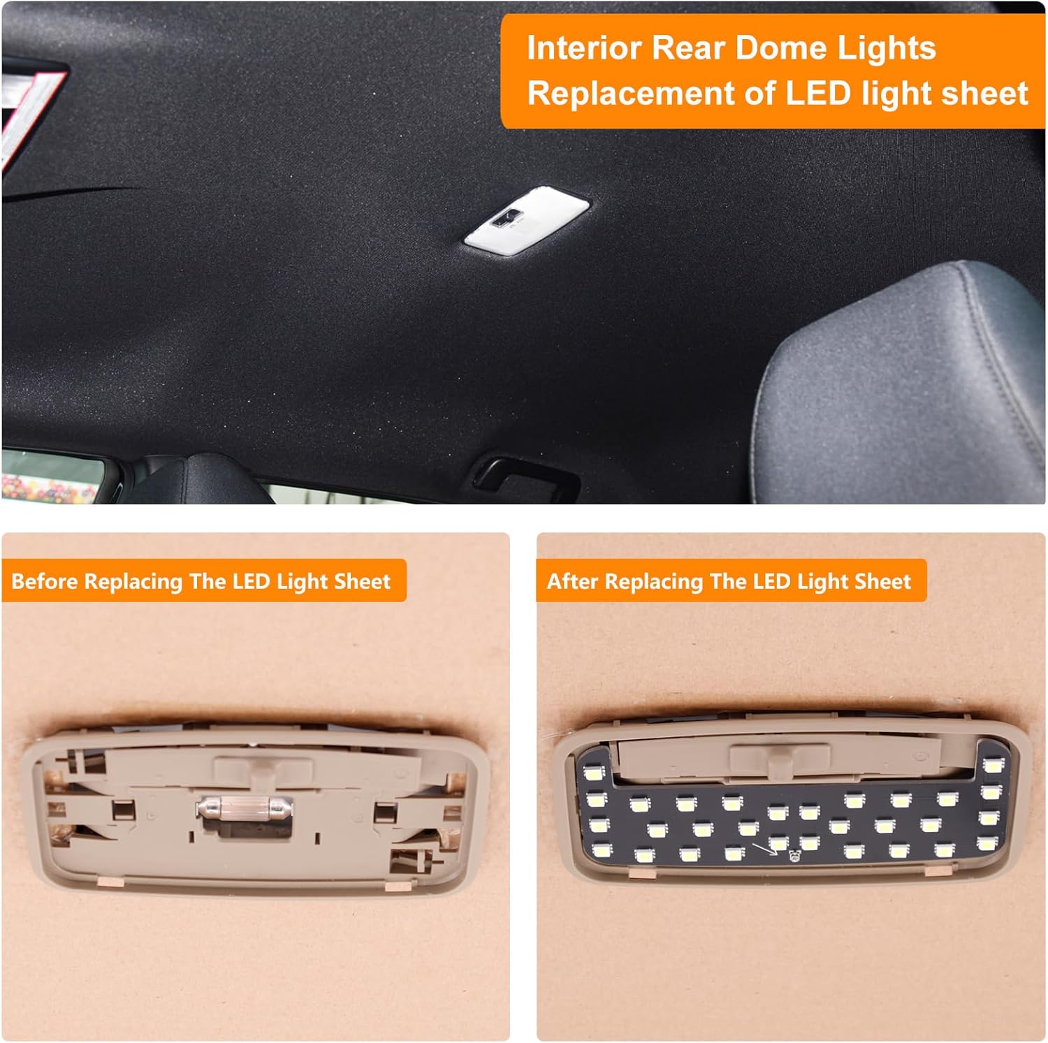 Hoja de luz LED súper brillante de 6000 K, luz blanca pura, brillo de las luces se puede ajustar, se adapta a la luz trasera interior del automóvil