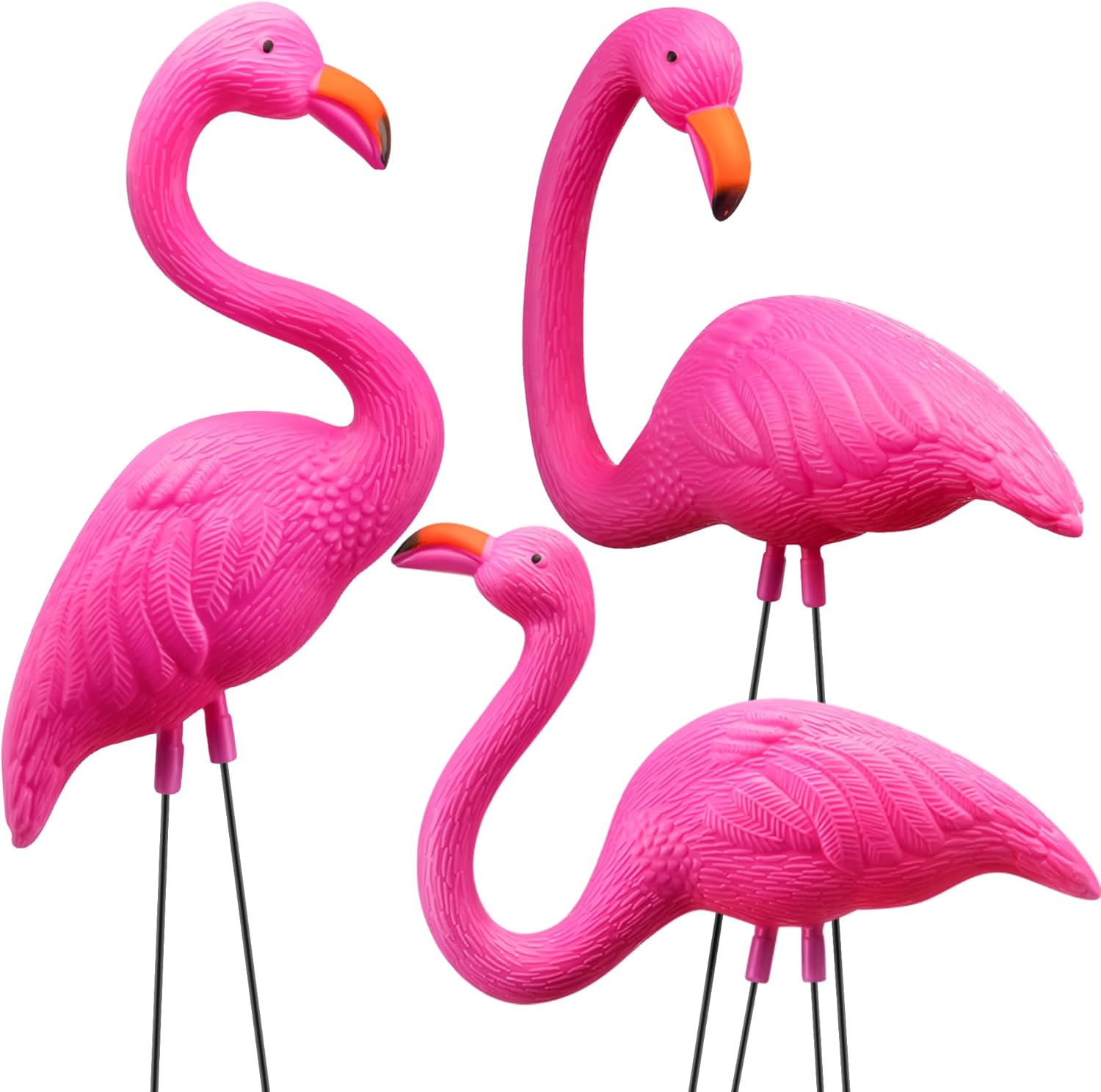 JOYIN Paquete de 13 decoraciones de patio de flamencos rosados, estacas de adorno de flamencos de plástico, decoración de fiesta de flamencos con