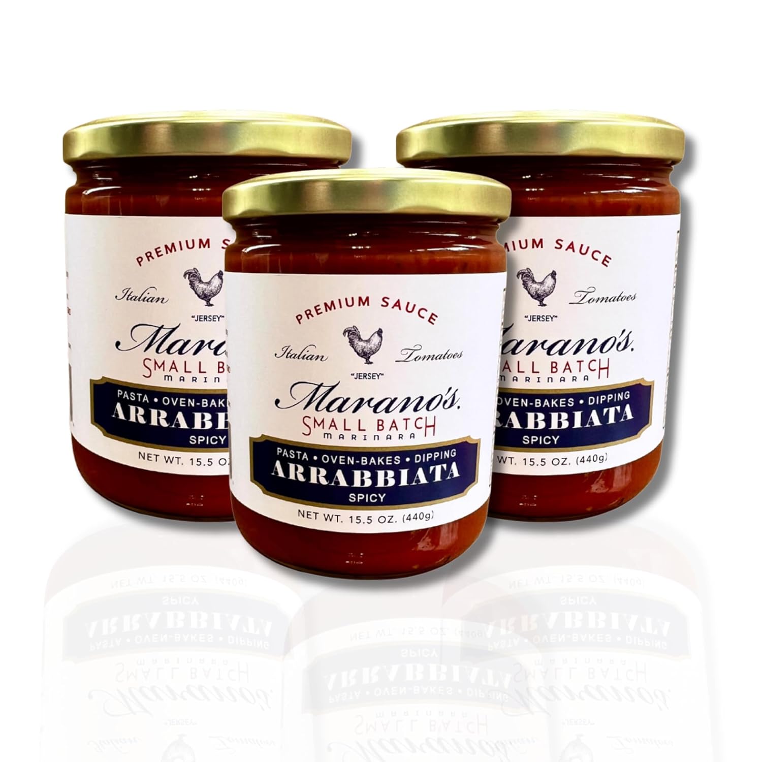 Marano’s Small Batch Premium – Salsa para pasta, Arrabbiata ‘Spicy’, 15.5 onzas (paquete de 3), sin azúcar añadida, agua, pasta, sin gluten, sin