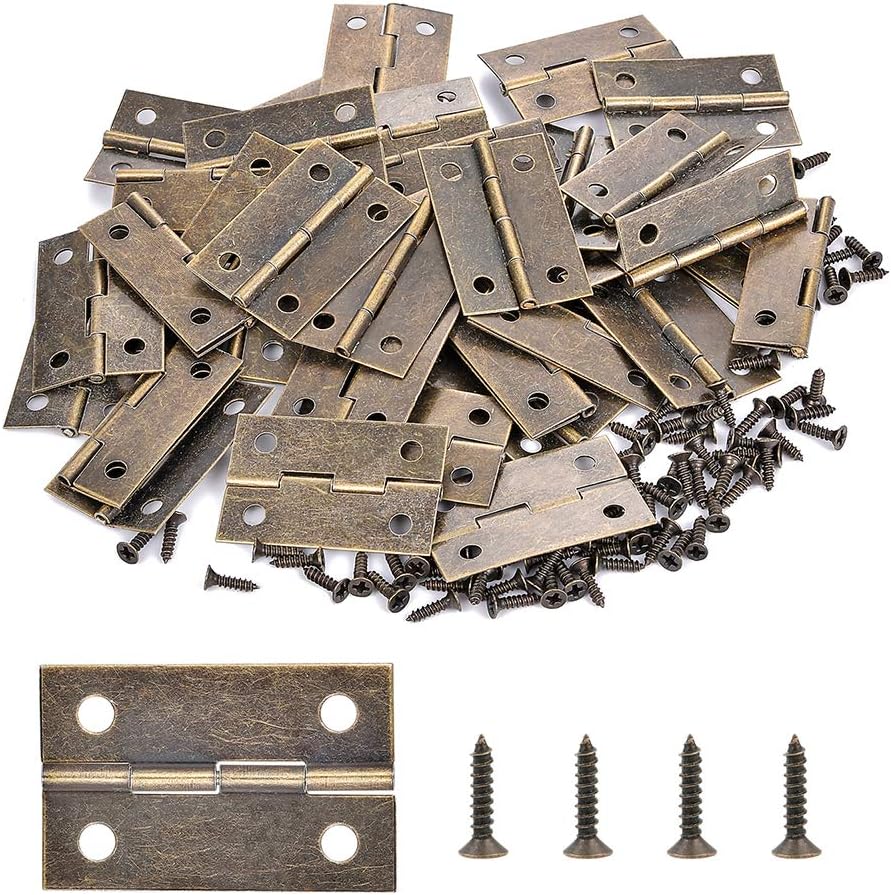 60 piezas de bisagras de bronce antiguo para cajas de joyería de madera, bisagras pequeñas para manualidades hechas a mano, bisagras de caja de