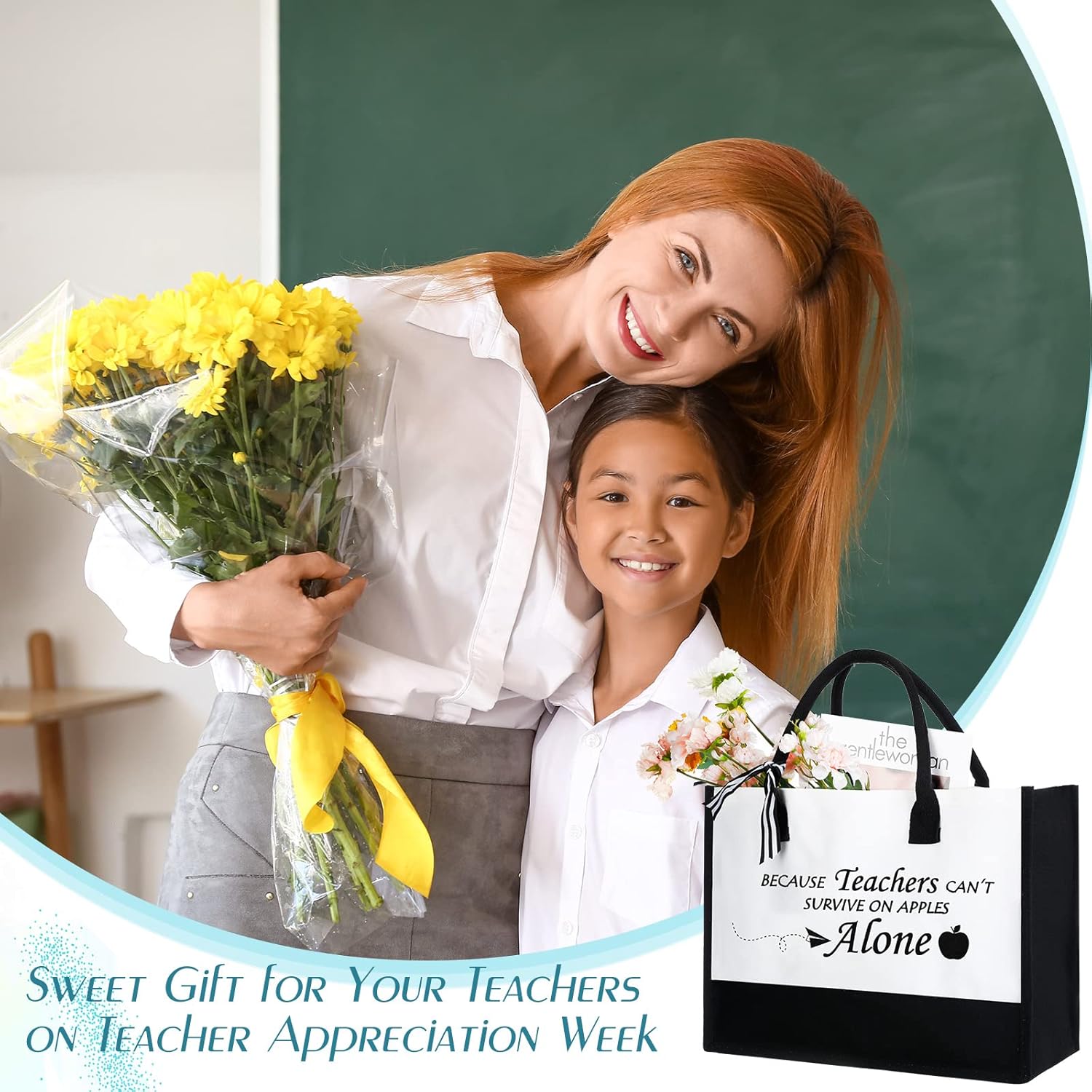 Cunno Paquete de 4 bolsas de lona para profesores, regalo de agradecimiento para profesores, cumpleaños, graduación, jubilación, citas inspiradoras