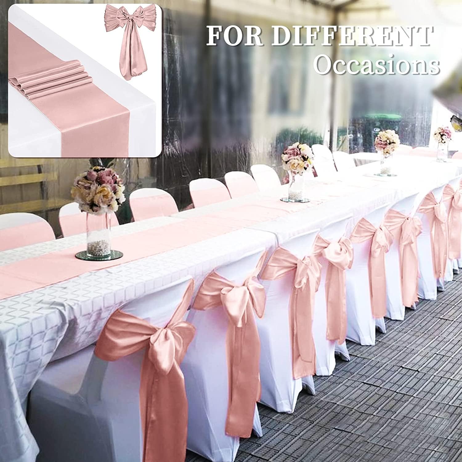YMHPRIDE 60 cintas de satén para sillas de boda, recepción, cintas decorativas de satén para silla de comedor, para bodas, eventos, fiestas,