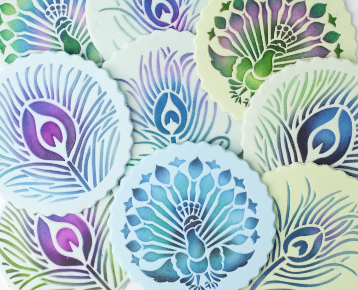 Designer Stencils Juego de plantillas de galletas de pavo real, beigesemitransparente