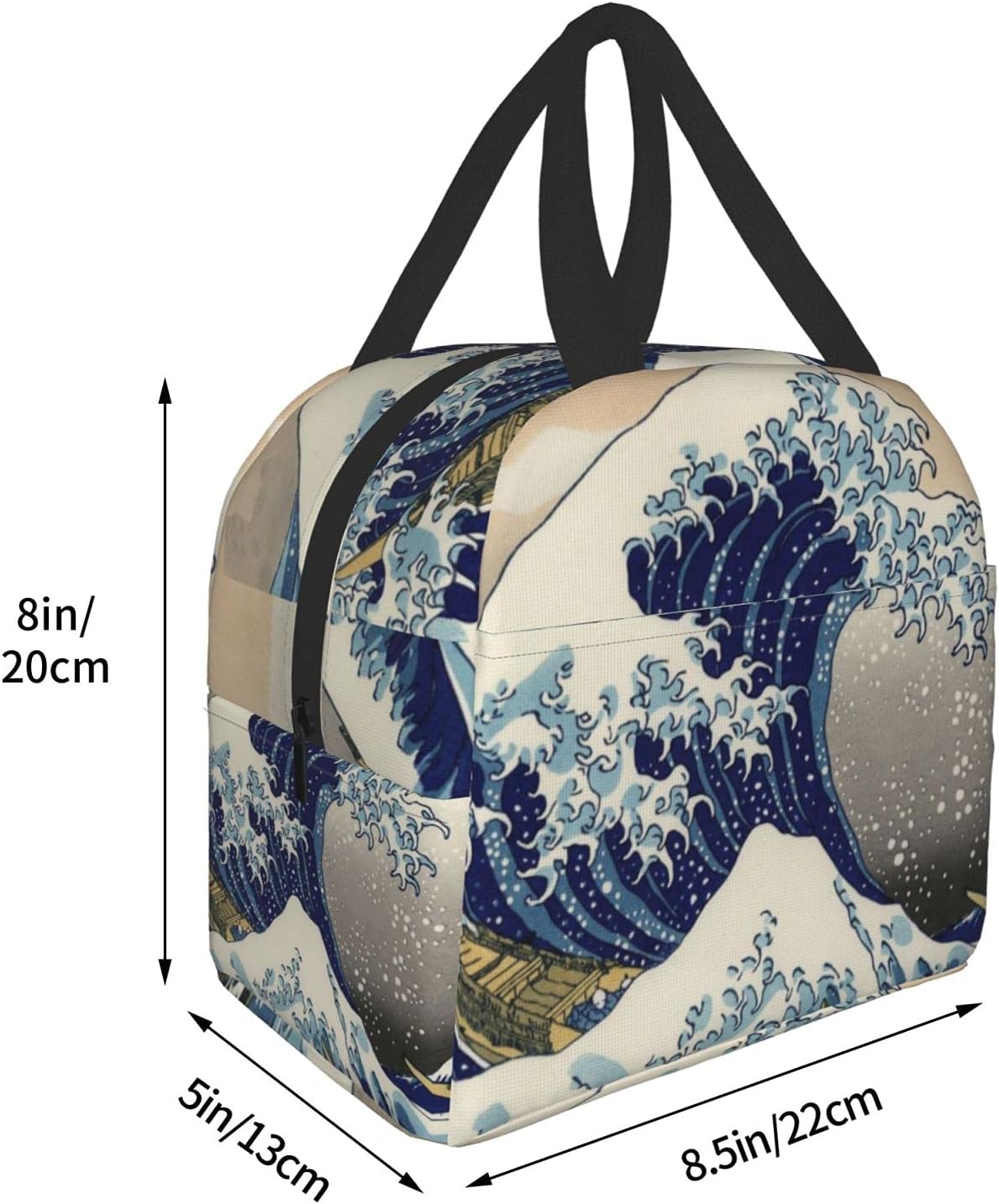 Kanagawa – Bolsa de almuerzo con aislamiento térmico Great Wave para mujer, contenedor reutilizable para comida para mujeres, oficina, picnic,