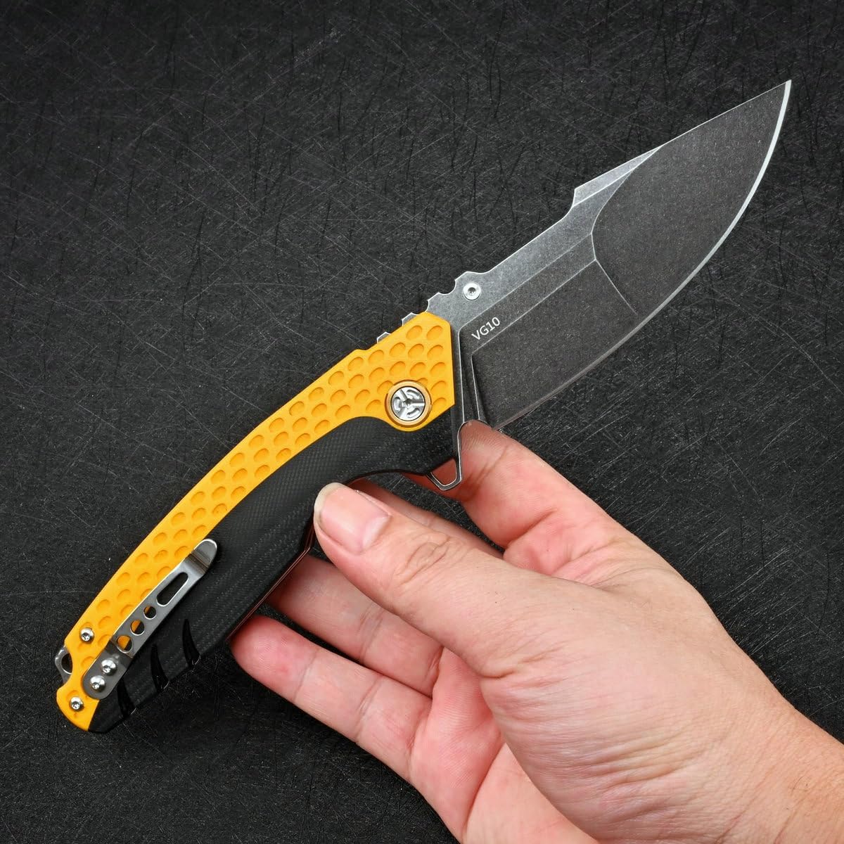 Knives VG10 Cuchillo plegable de acero para hombres con clip G10 mango EDC cuchillo táctico de bolsillo para exteriores, campamento, caza,