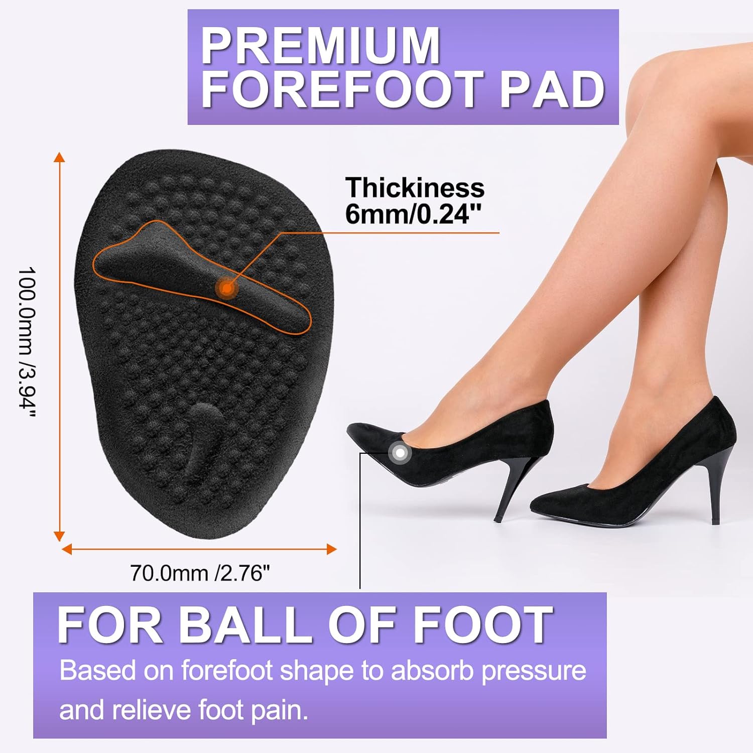 6 pares de almohadillas metatarsianas para talones de bolas de gel de pies para mujeres, almohadillas adhesivas invisibles para el antepié, inserto