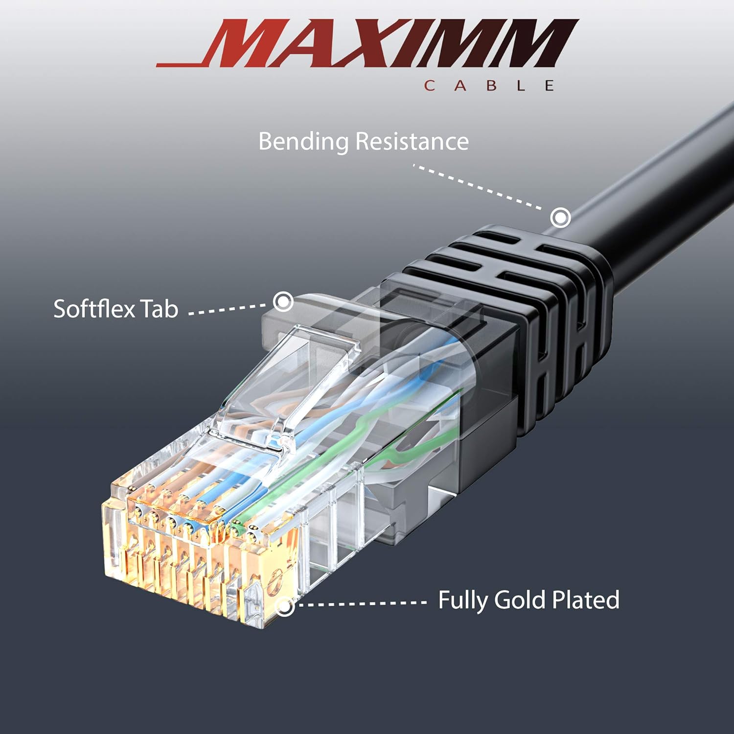 Maximm Cable Ethernet Cat 6 de 100 pies, cobre 100% puro, cable LAN Cat6, cable de Internet, cable de conexión y cable de red, UTP (negro) de 100