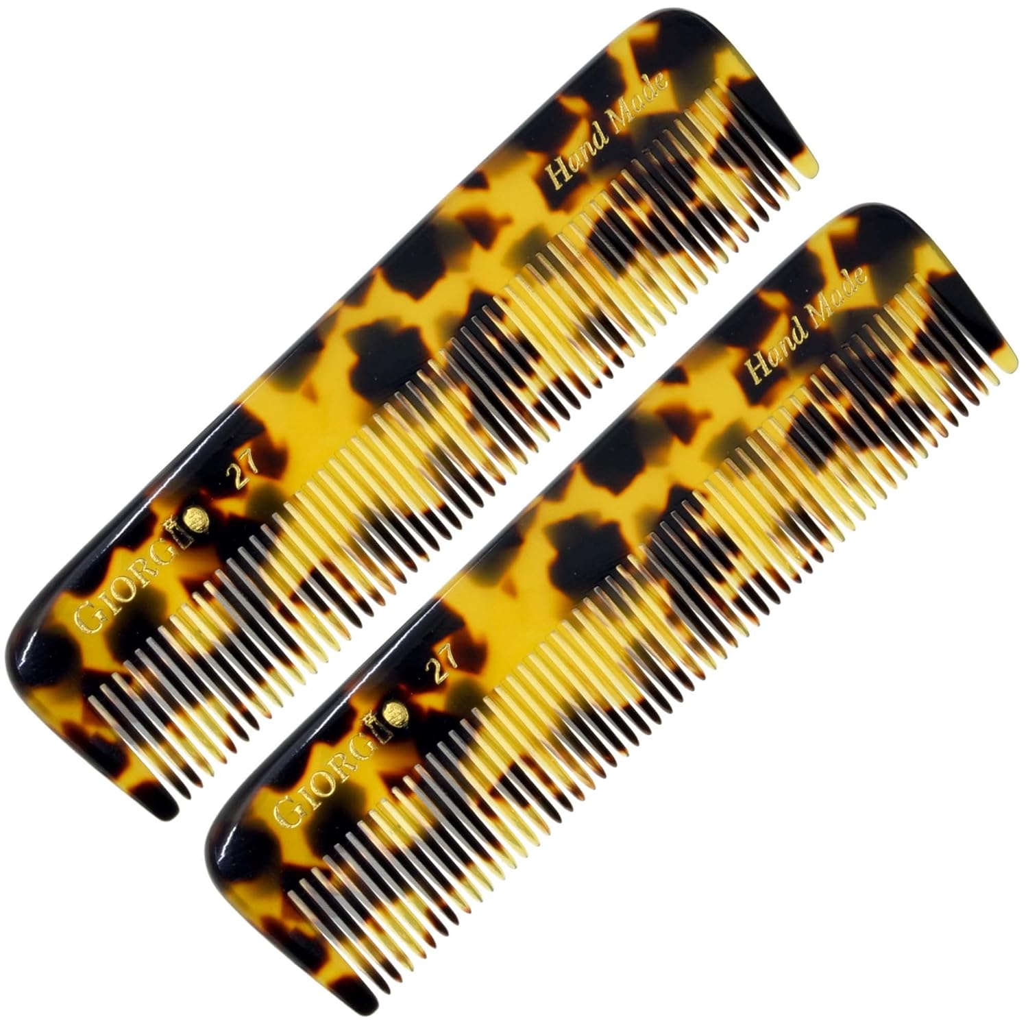 Giorgio G27 – Peine de bolsillo de dientes finos hecho a mano, alisador de peine para el cuidado diario del cabello, bigote y barba para hombres,