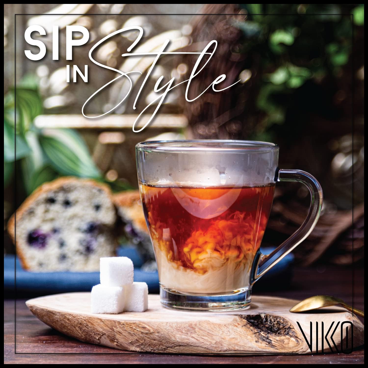 Vikko Tazas de café de vidrio de 9 onzas, gruesas y duraderas para café, té, sidra, ideales para bebidas en capas, aptas para microondas y