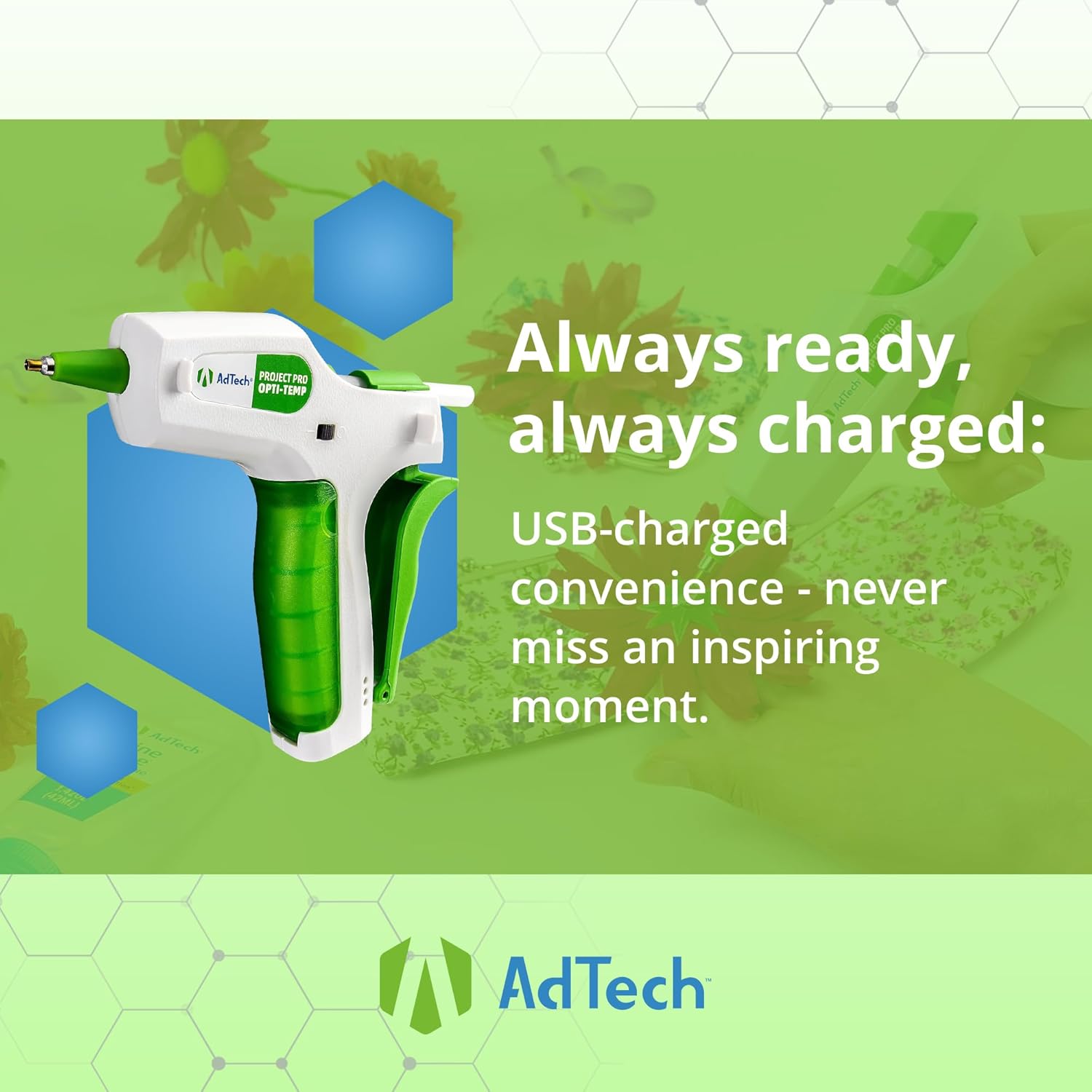 AdTech Project Pro – Pistola de pegamento caliente inalámbrica recargable, mini pistola de pegamento con barras de pegamento Artistik sin cuerdas,