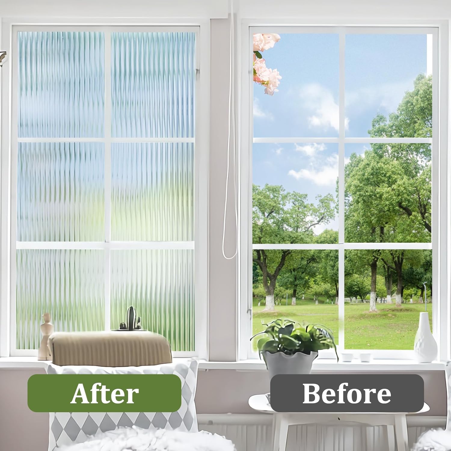 Película de privacidad para ventana, vidrio esmerilado, película decorativa 3D para ventana, control de calor, bloqueo UV, adhesivo para baño, sala