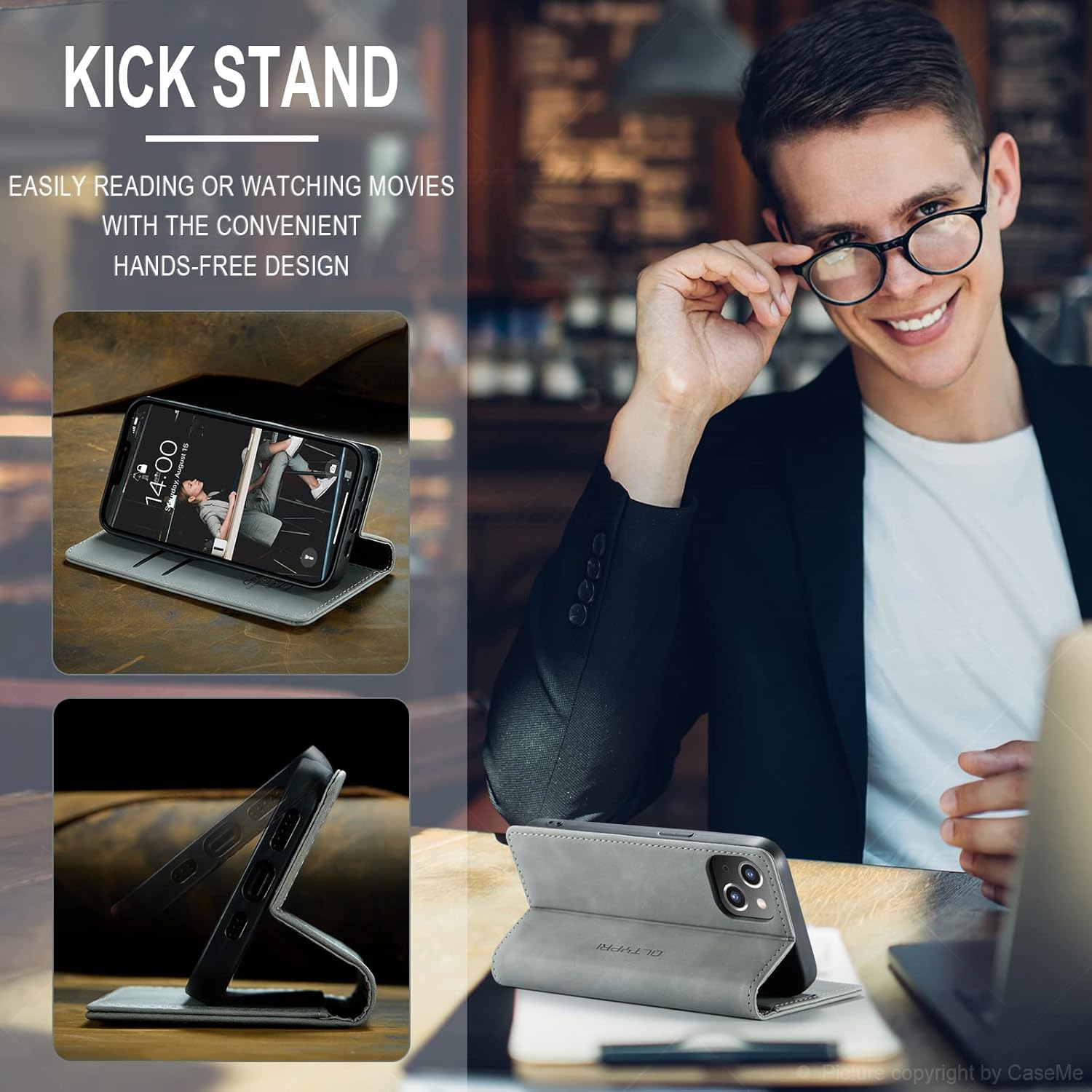 QLTYPRI Funda para iPhone 13, Vintage PU Cuero Billetera Caso Ranura Para Tarjeta Kickstand Cierre Magnético A Prueba De Golpes Flip Folio Libro