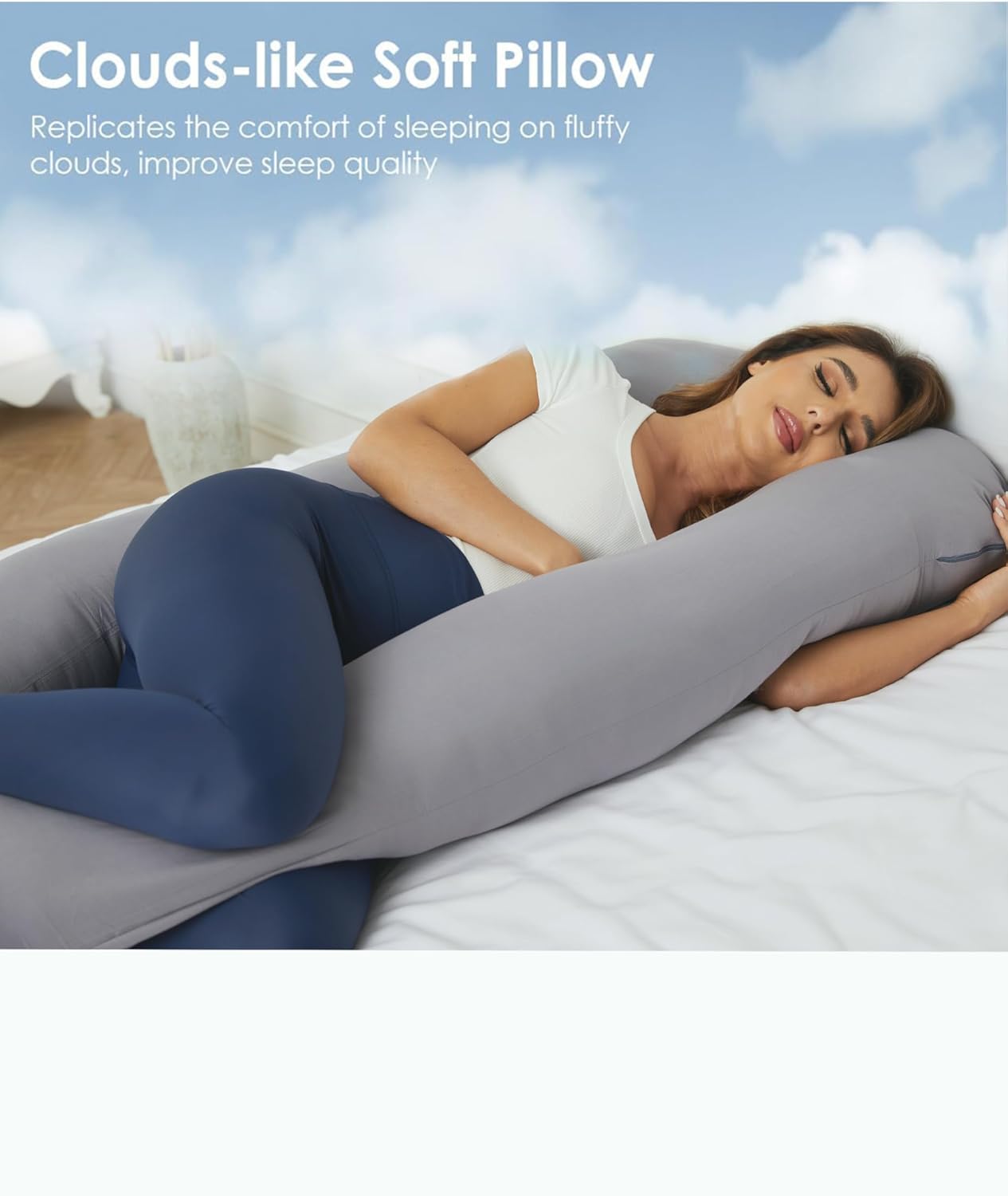 Mommyssr Almohadas de embarazo, almohada de maternidad de cuerpo completo en forma de U con funda extraíble, soporte para espalda, piernas, vientre,
