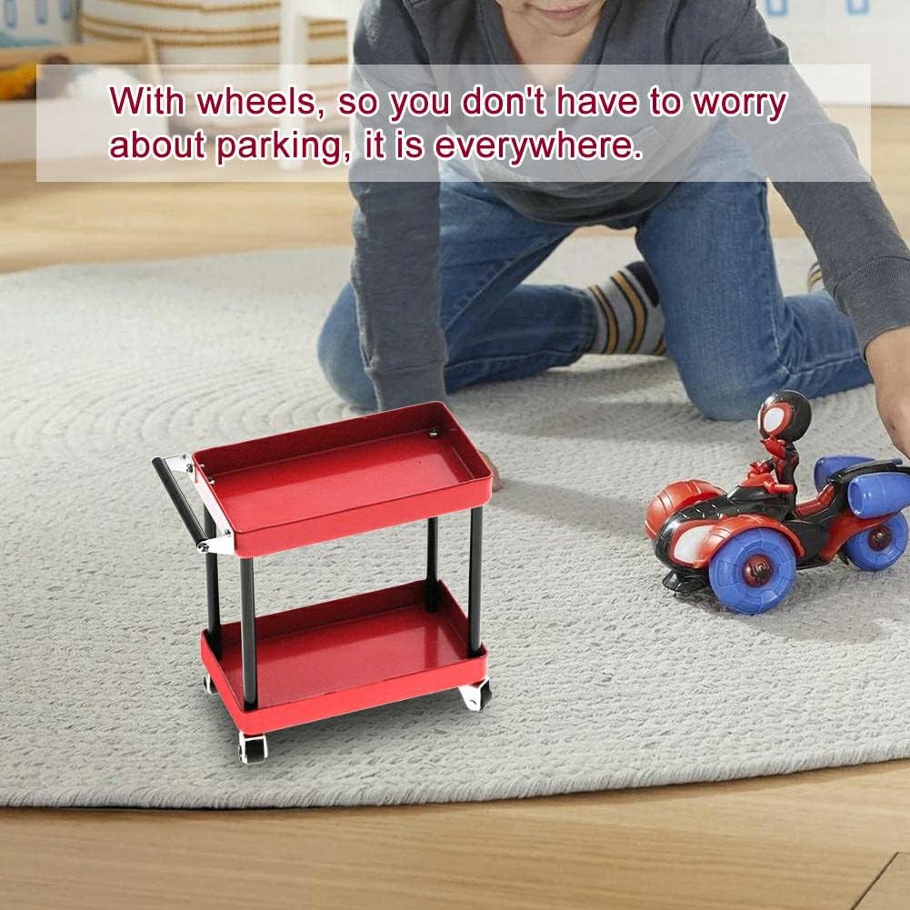 Mini carrito con ruedas a control remoto de 2 niveles, carrito de almacenamiento, organizador de estanterías multiusos, estante de escritorio con