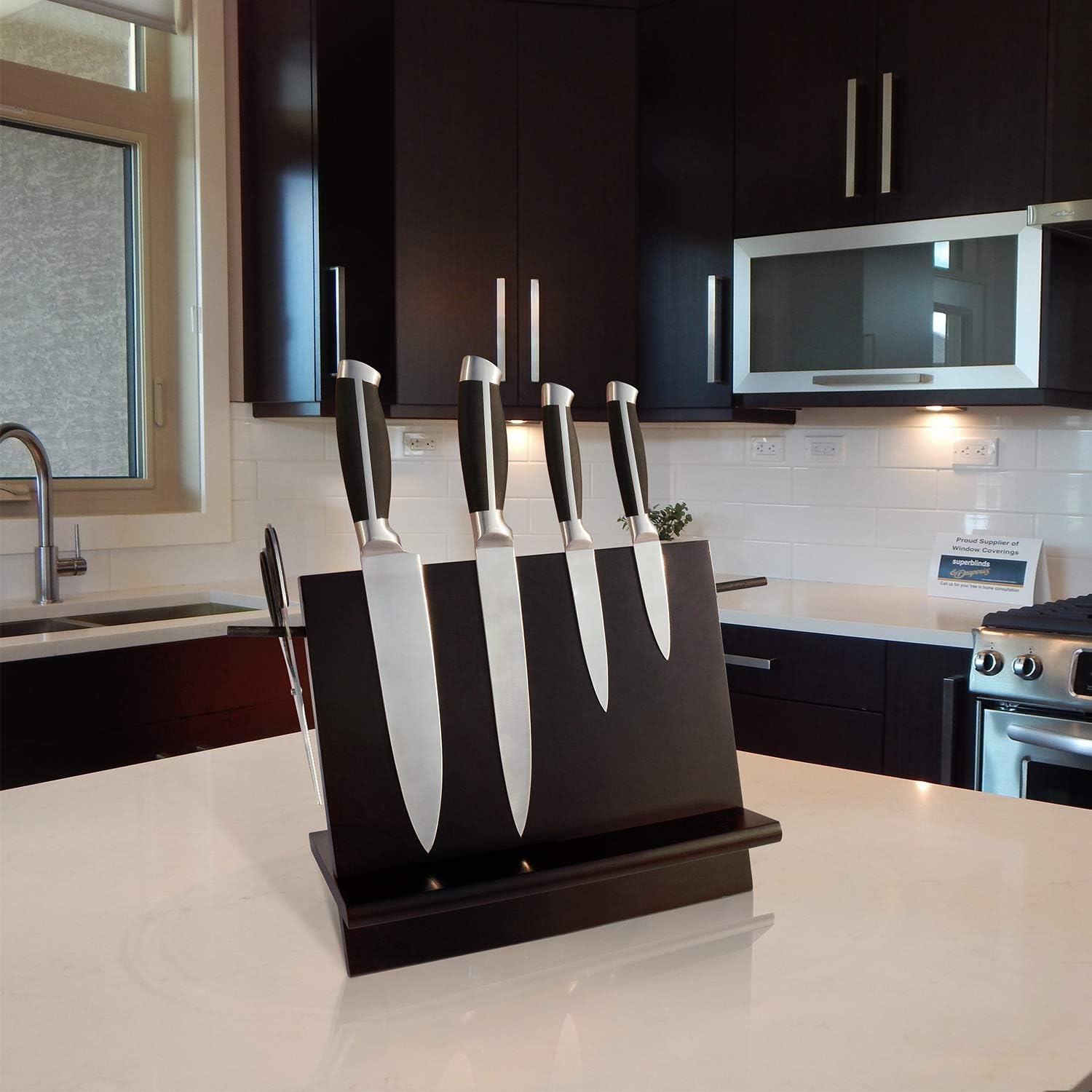 HOMEKOKO Bloque magnético para cuchillos, soporte magnético para cuchillos, estante para cuchillos con doble cara fuerte magnético para organizar y