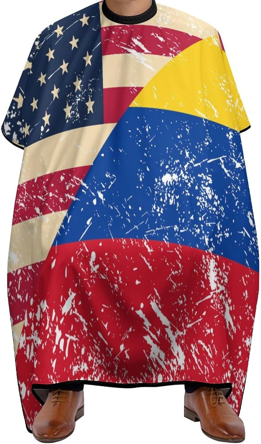 American and Columbia Retro Flag – Capa de peluquería para adultos, delantal de corte profesional para salón de belleza, para hombres y mujeres