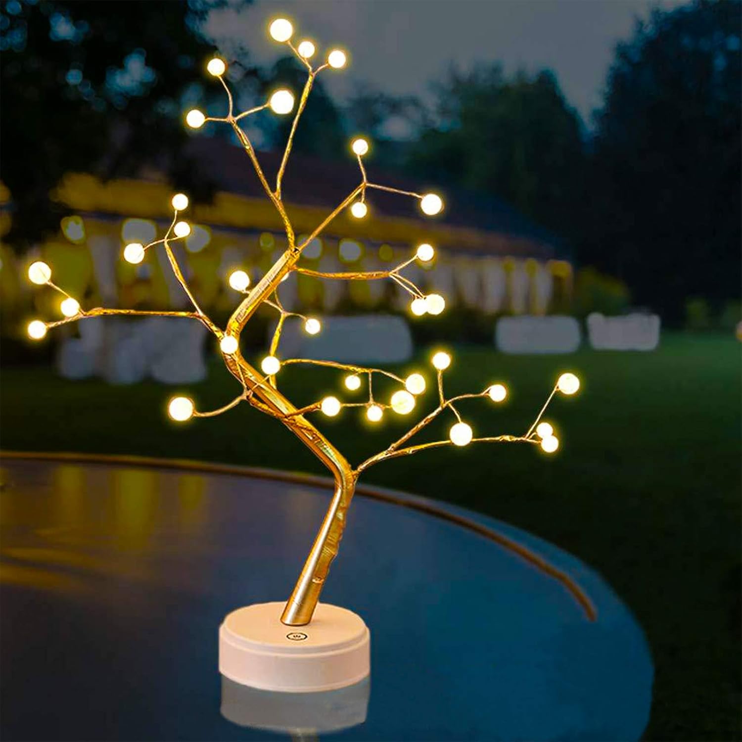 Luz LED de árbol bonsái de mesa con 36 perlas, luz artificial blanca cálida para árbol de hadas, decoración para Acción de Gracias, boda, fiesta,
