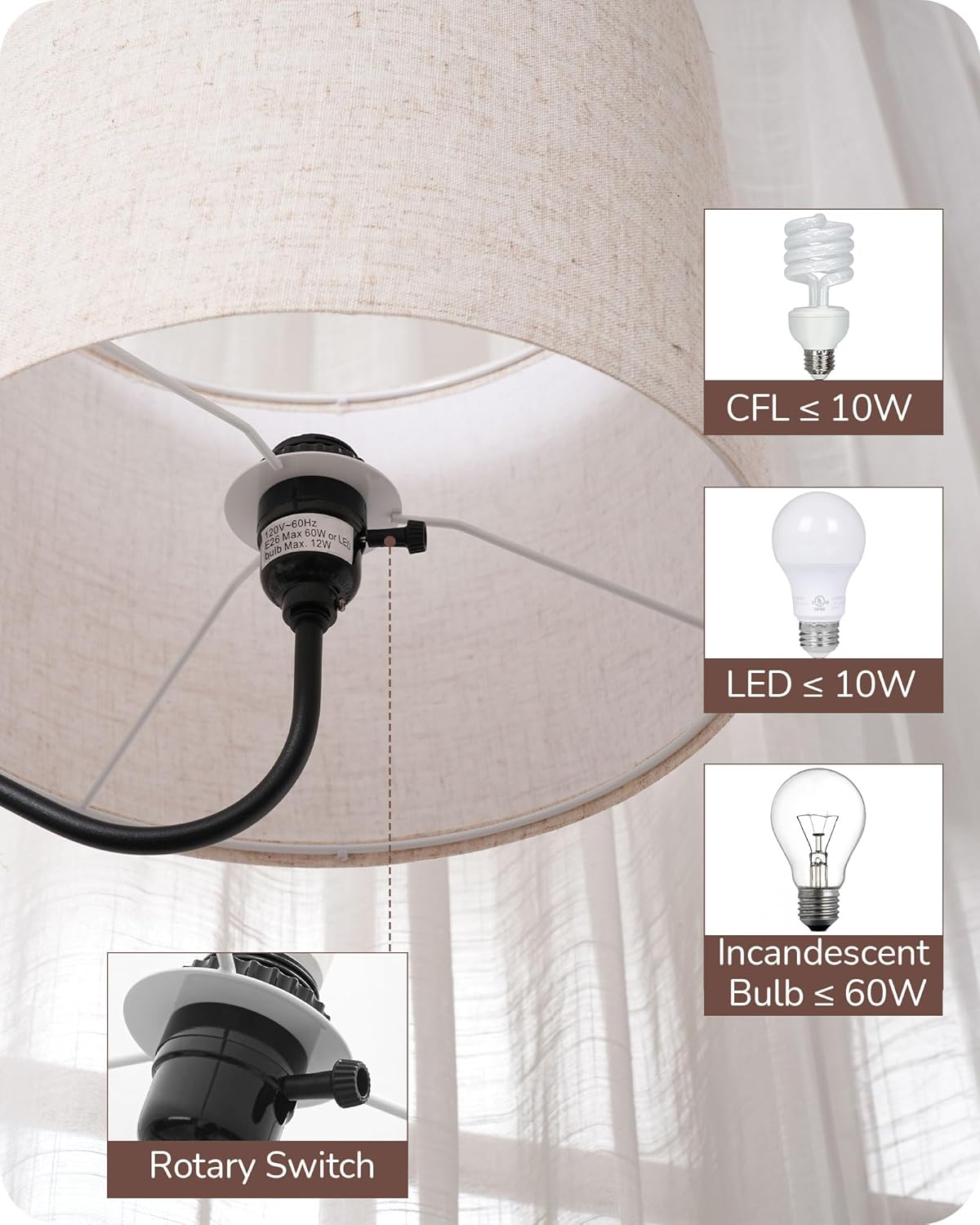 EDISHINE Lámpara de pie con mesa, luz de mesita de noche lateral con 1 cajón y 1 estante, lámpara de pie con estante de noche, mesa auxiliar pequeña