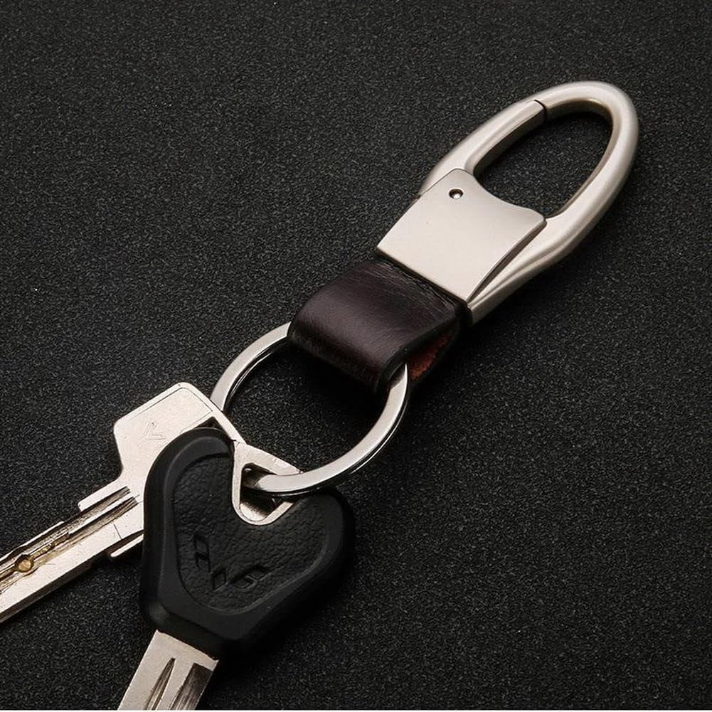 Llavero de cuero para automóvil con clip de mosquetón con 1 llavero de ganchos, soporte para bolso, cinturón, llavero, llavero, regalo resistente