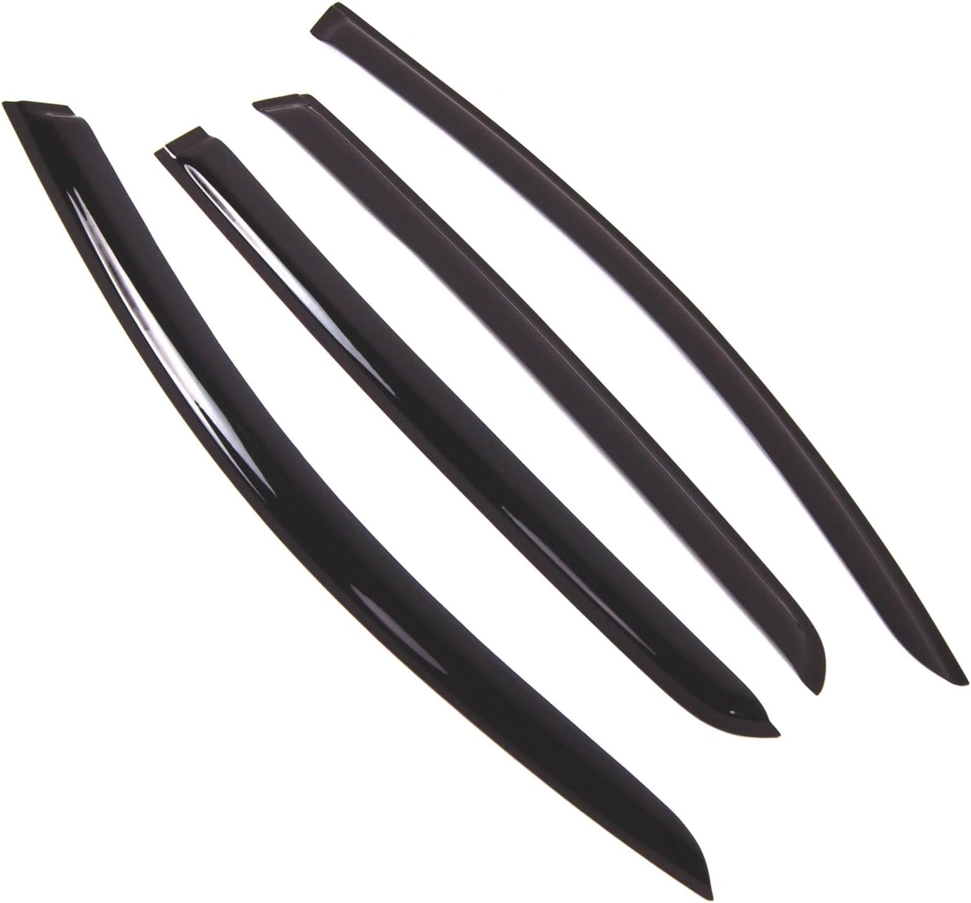 Tuningpros WD2-749 Deflector de visera de ventana de montaje exterior, protector contra la lluvia, color humo oscuro, juego de 4 piezas compatible