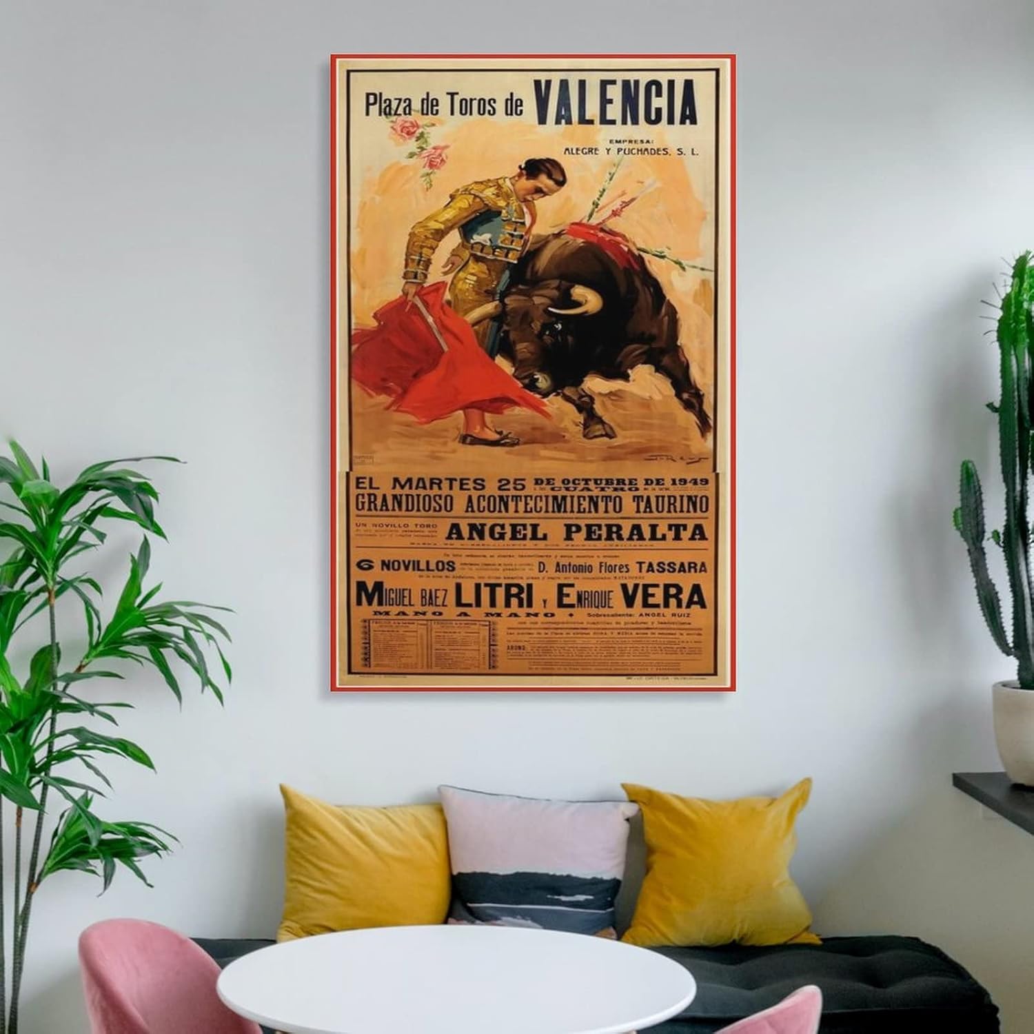 Madrid Arena – Póster retro de viaje corridas de toros, arte de rodeo (2) impresiones artísticas de pared para decoración de pared, decoración de